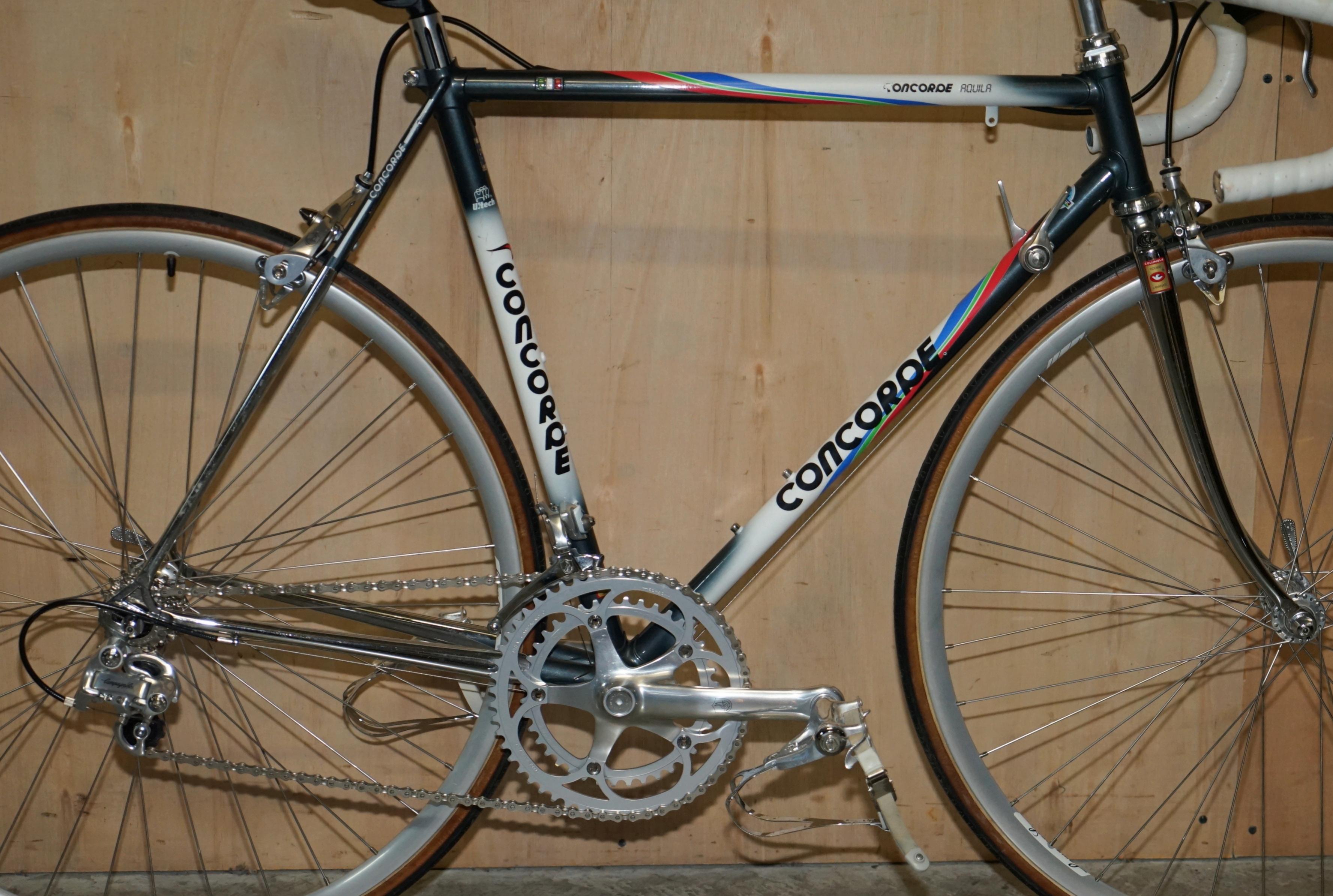 Royal House Antiques

Royal House Antiques is delighted to offer for sale this stunning Concorde Aquila World Champion 1990 54.5cm Road bike with full Campagnolo Chorus Groupset in exquisite condition throughout 

HISTORY

I am selling my entire