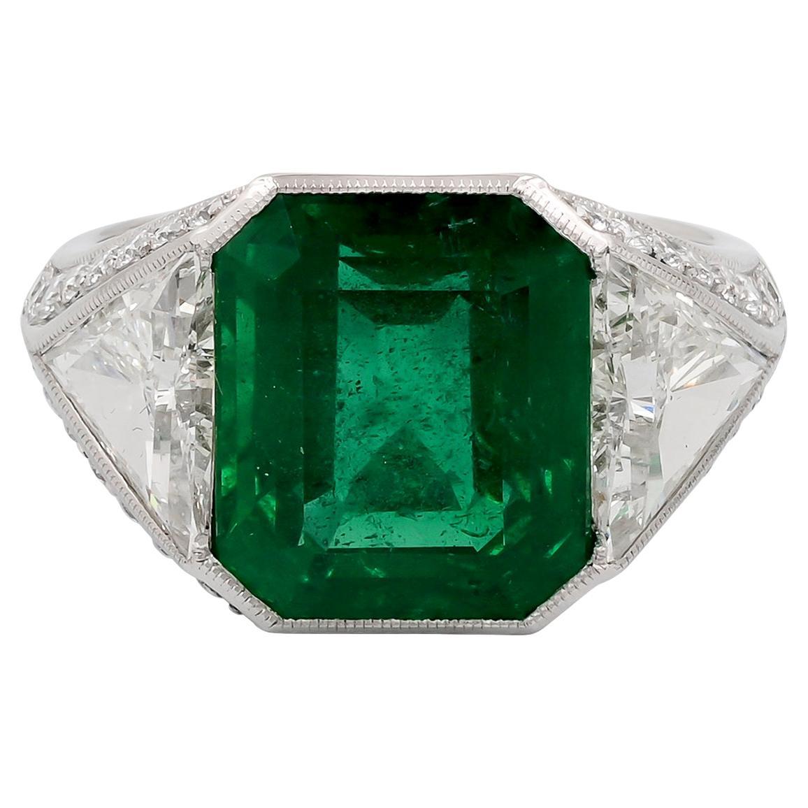 Sophia D. 5.80 Carat Emerald Platinum Ring