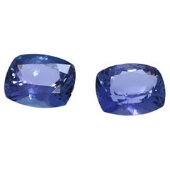 Exquisite 5,95ct Paar natürliche bläulich-violette Tansanite im Kissenschliff