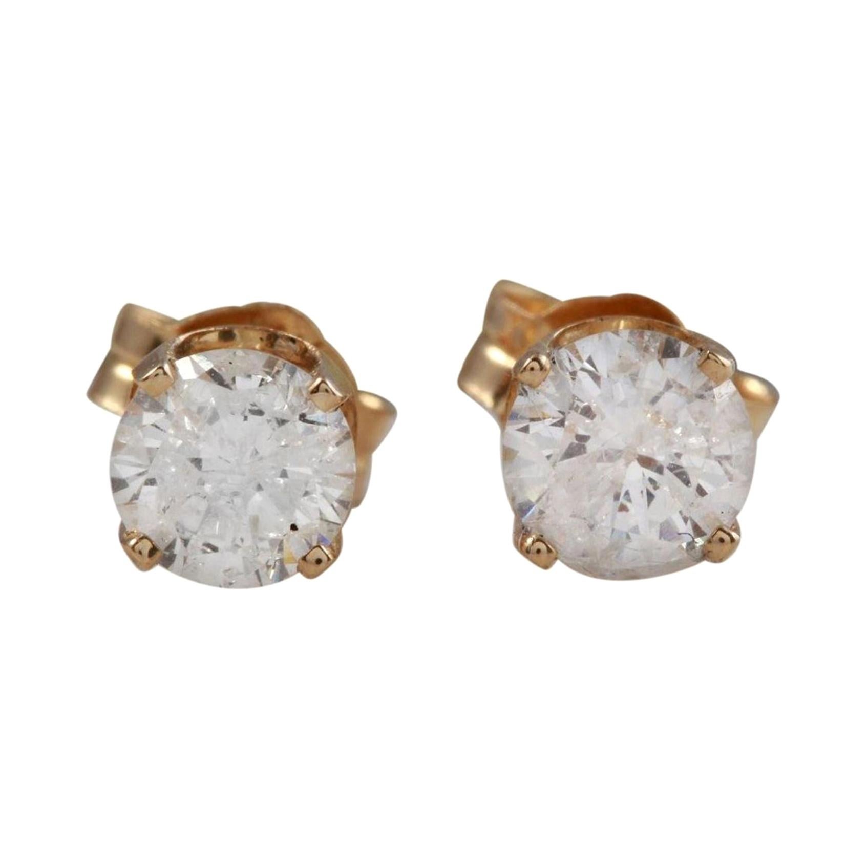 Exquisitos pendientes de diamante natural de 0,60 quilates y oro amarillo macizo de 14 quilates