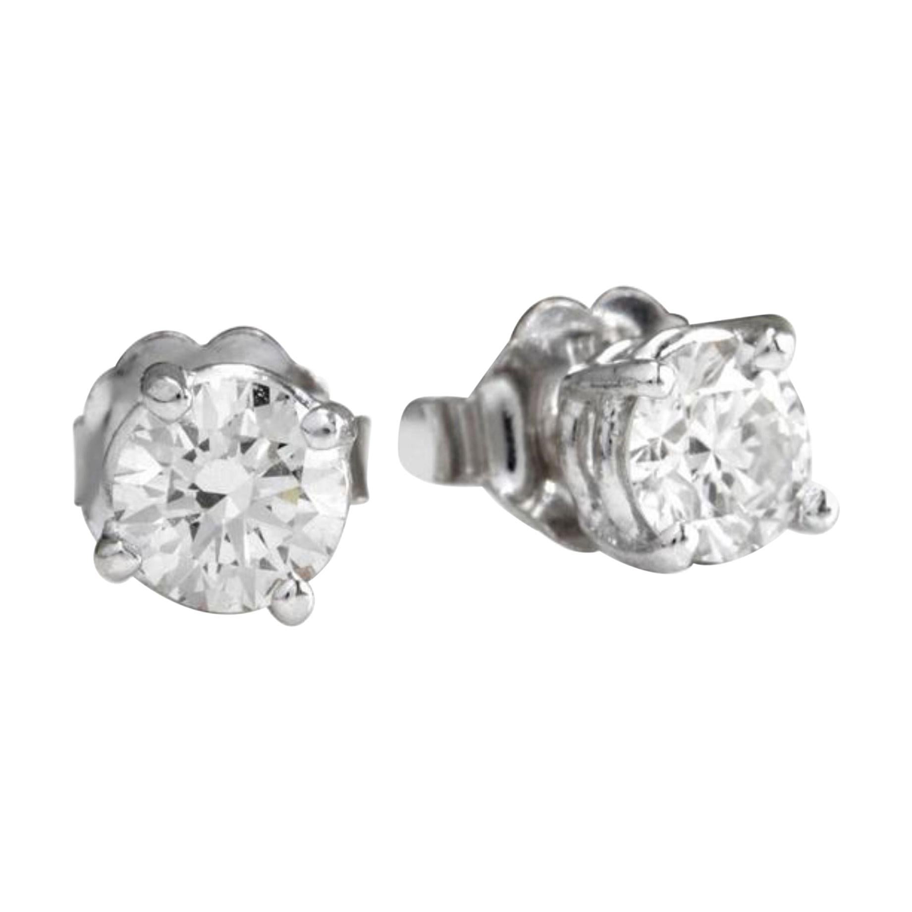 Exquisite .60 Carat Natural VS2-SI1 Diamond 14K Solid White Gold Stud Earrings For Sale