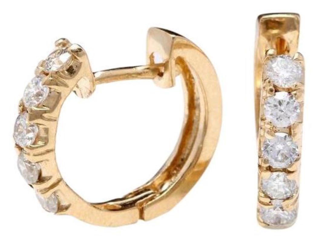Créoles exquises en or jaune massif 14 carats avec diamants naturels de 0,65 carat Neuf - En vente à Los Angeles, CA