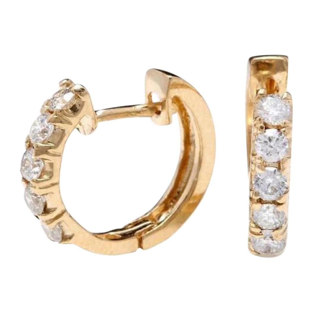 Exquisite .65 Carat Natural Diamond 14 Karat Solid Yellow Gold Hoop Earrings
