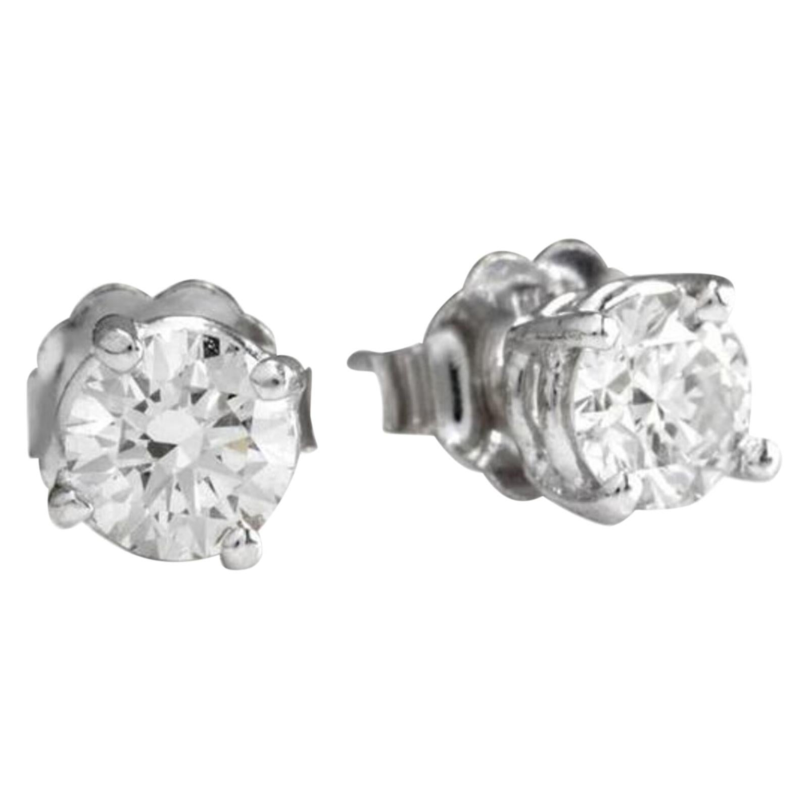Exquisite .70 Carat Natural VS2-SI1 Diamond 14K Solid White Gold Stud Earrings For Sale