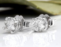 Exquisite .70 Carat Natural VS2-SI1 Diamond 14K Solid White Gold Stud Earrings