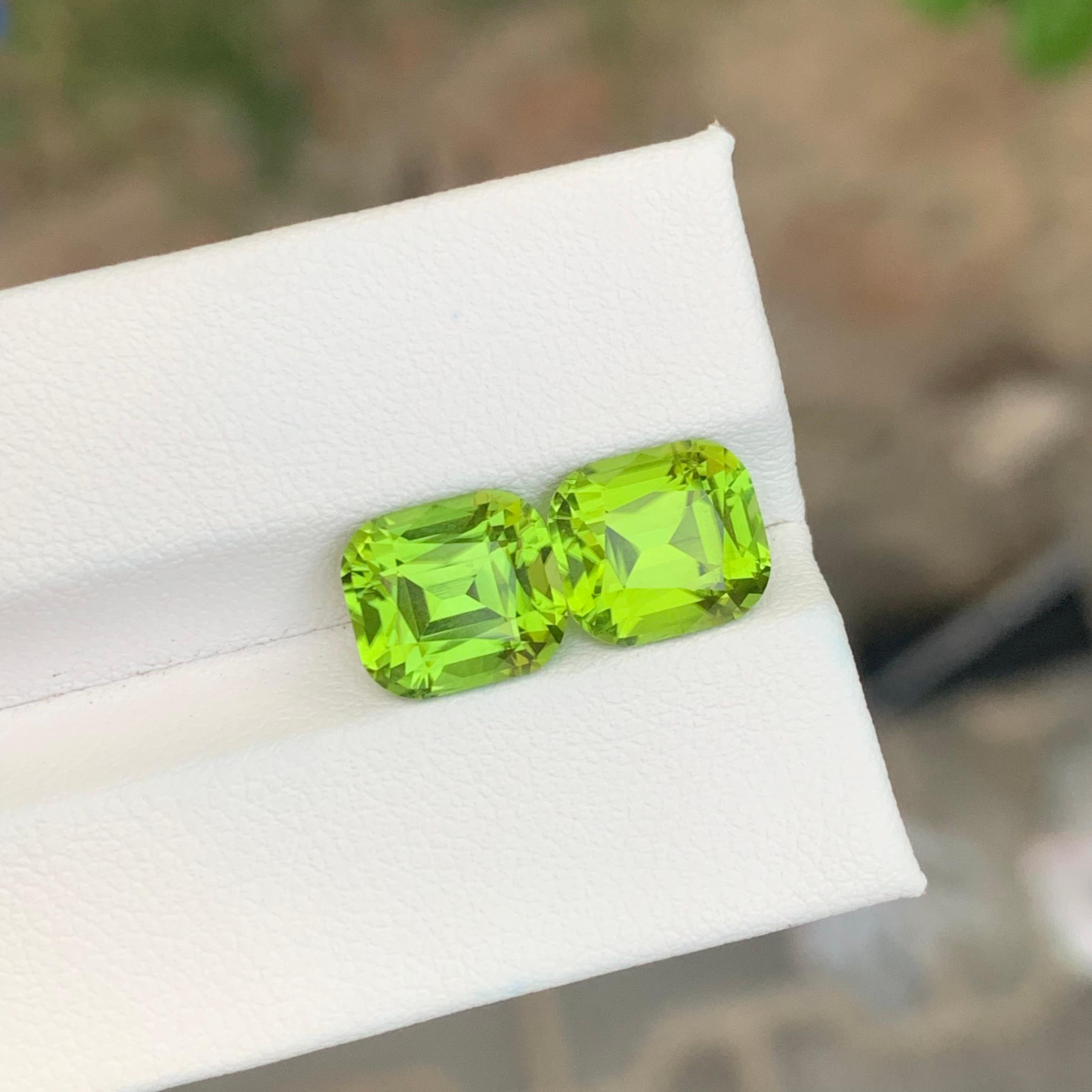 Exquisite 7,05 Karat unbehandelt natürliche lose Peridot Edelstein Paar im Angebot 4