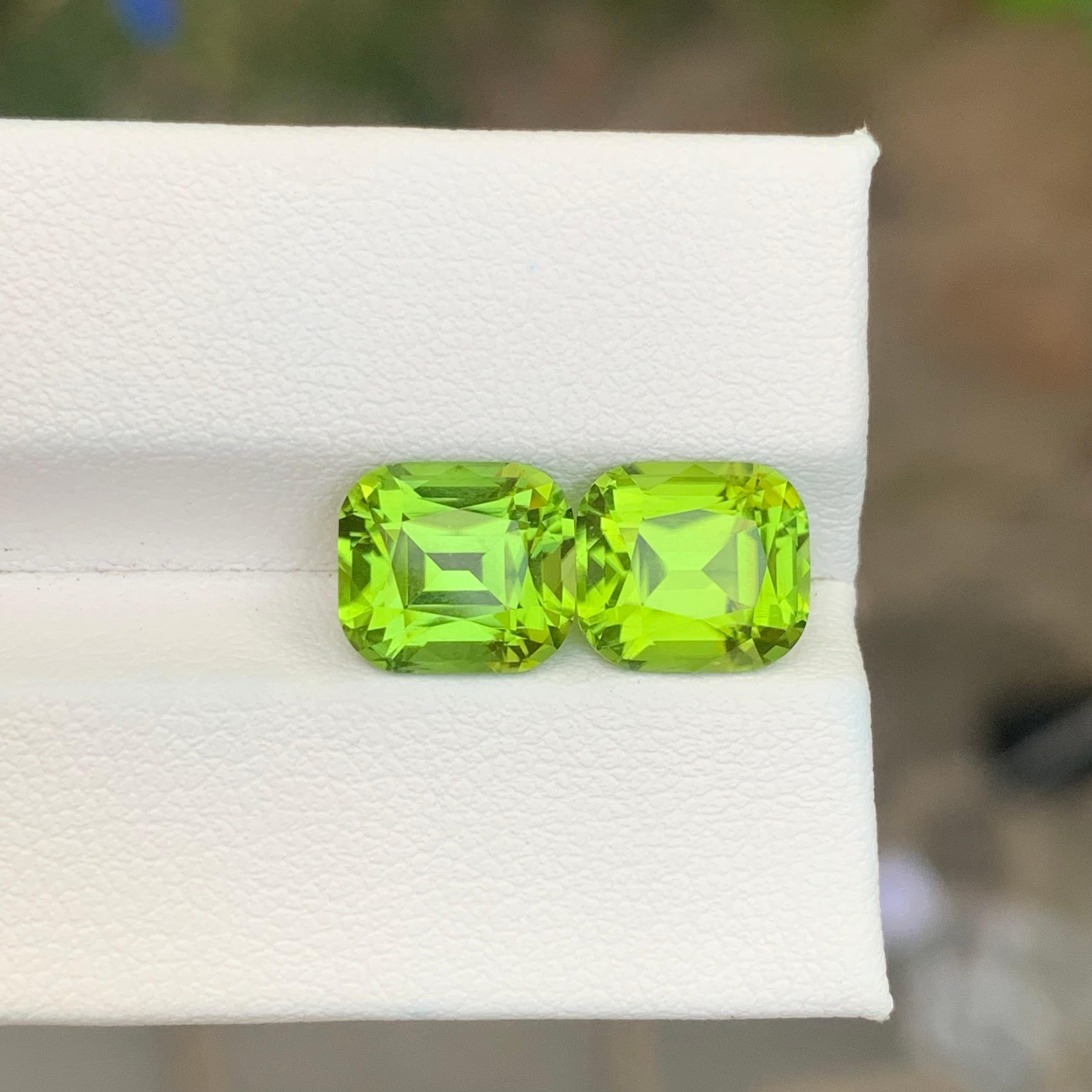 Exquisite 7,05 Karat unbehandelt natürliche lose Peridot Edelstein Paar im Angebot 5