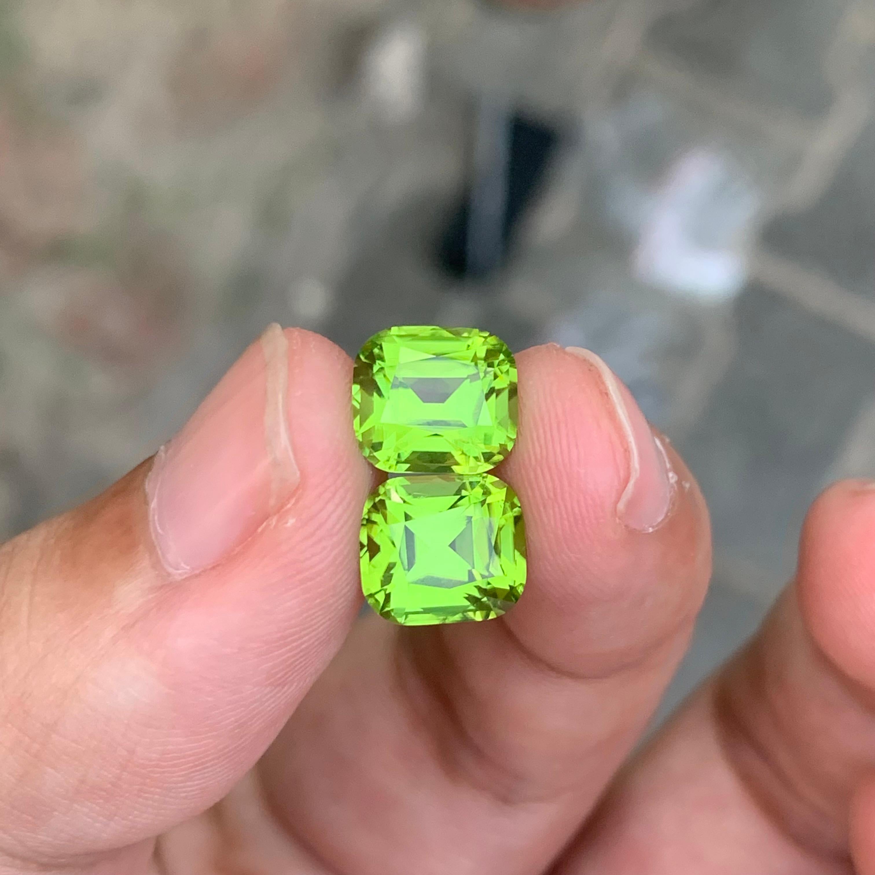 Exquisite 7,05 Karat unbehandelt natürliche lose Peridot Edelstein Paar im Angebot 6