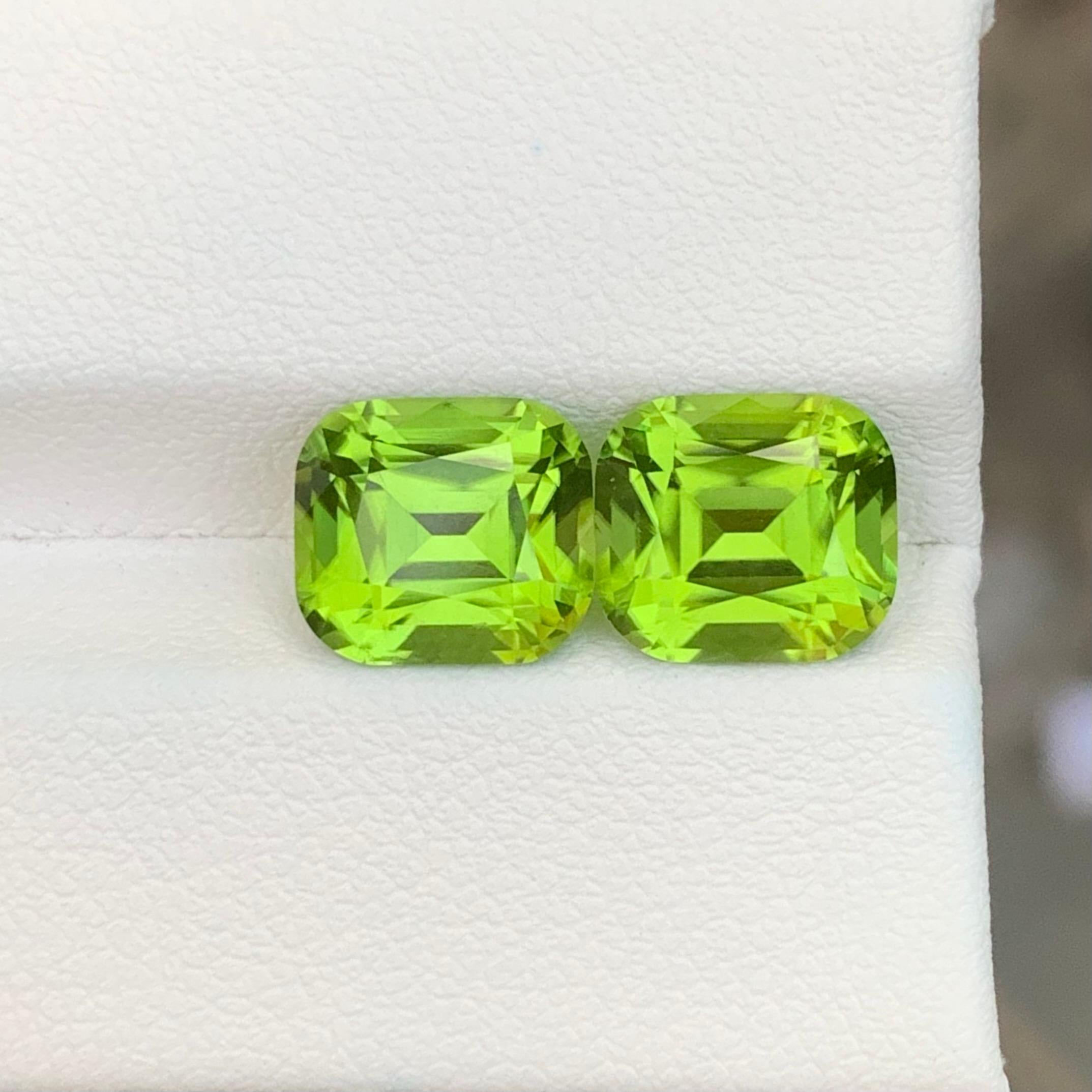 Exquisite 7,05 Karat unbehandelt natürliche lose Peridot Edelstein Paar im Angebot 7