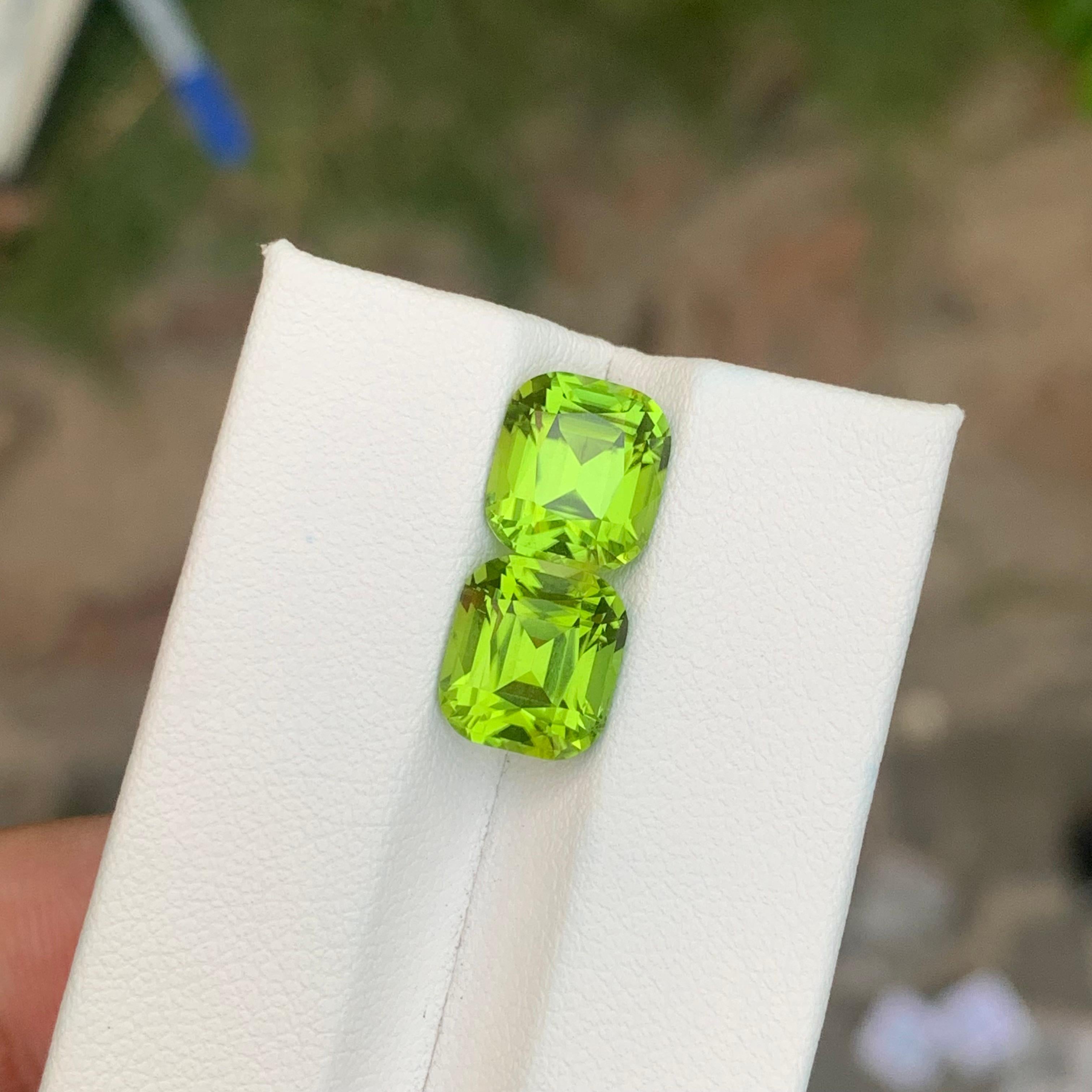 Exquisite 7,05 Karat unbehandelt natürliche lose Peridot Edelstein Paar im Angebot 8