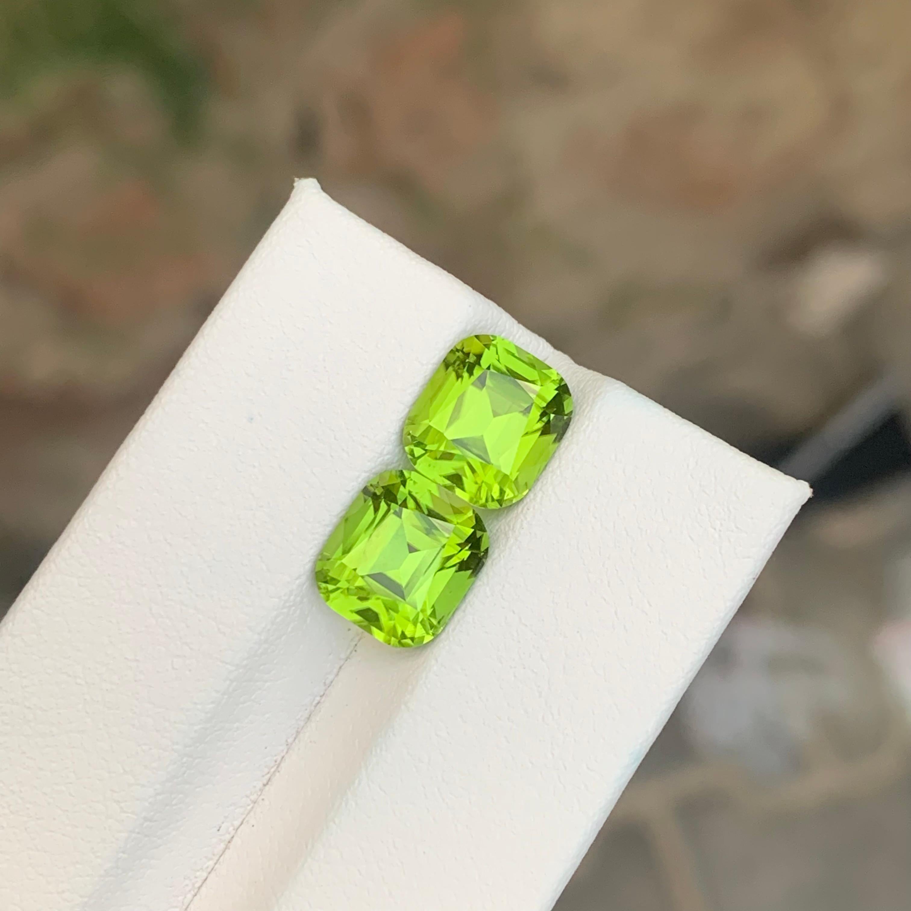 Exquisite 7,05 Karat unbehandelt natürliche lose Peridot Edelstein Paar im Angebot 9