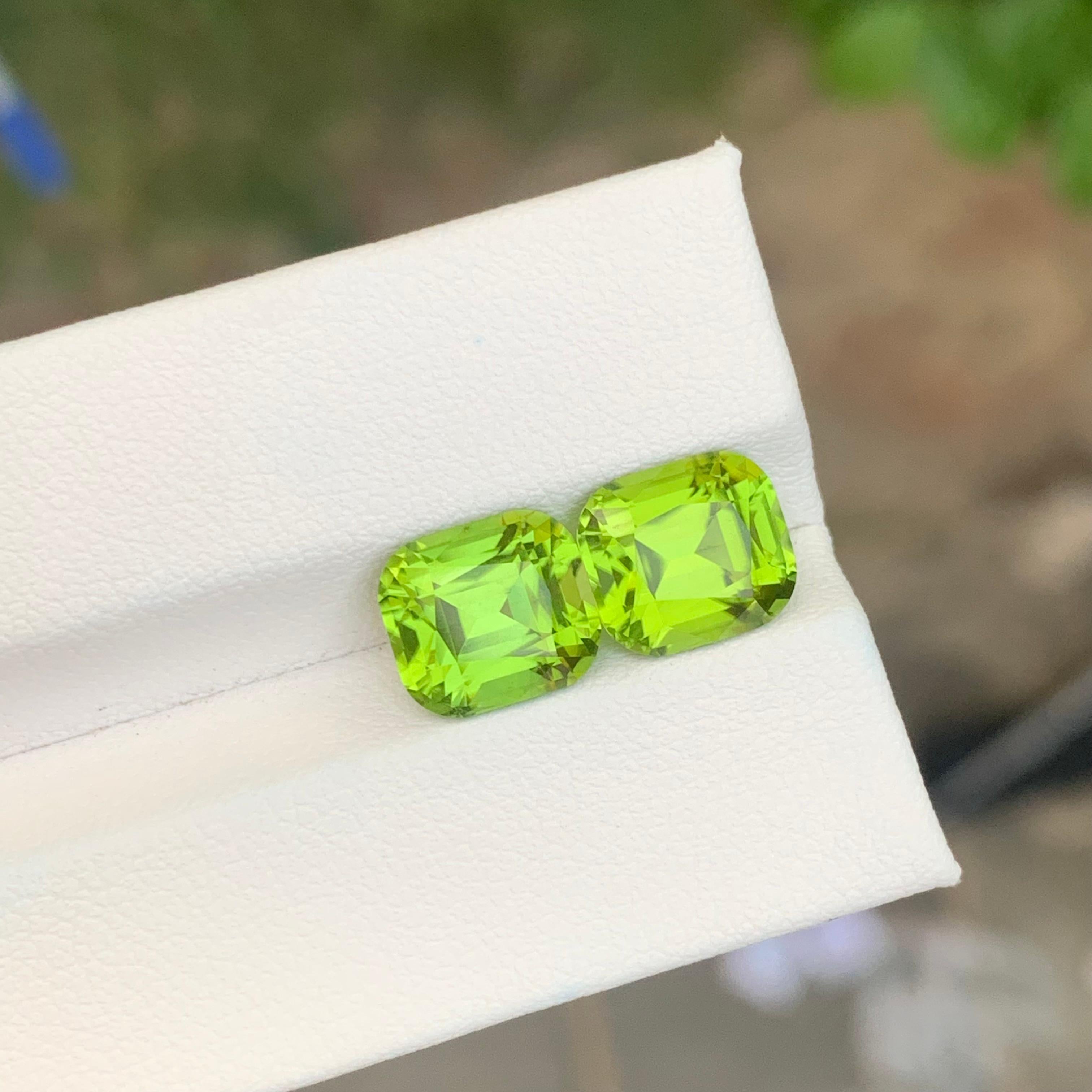 Exquisite 7,05 Karat unbehandelt natürliche lose Peridot Edelstein Paar im Angebot 10