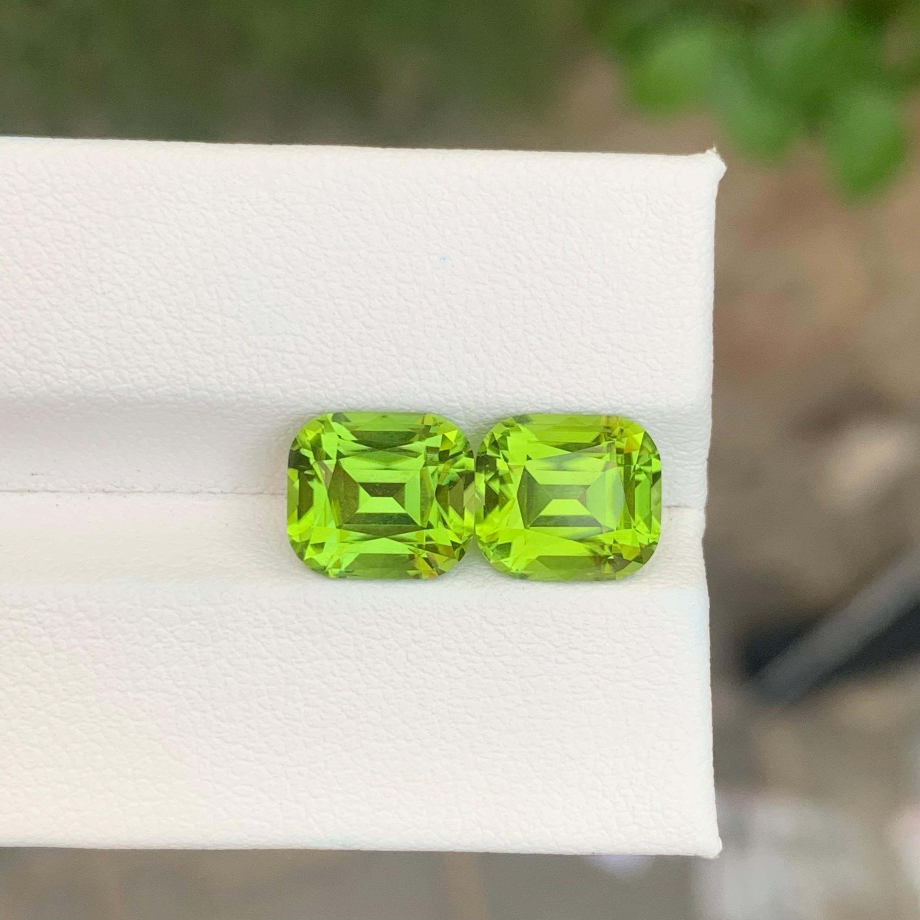 Exquisite 7,05 Karat unbehandelt natürliche lose Peridot Edelstein Paar im Angebot 12