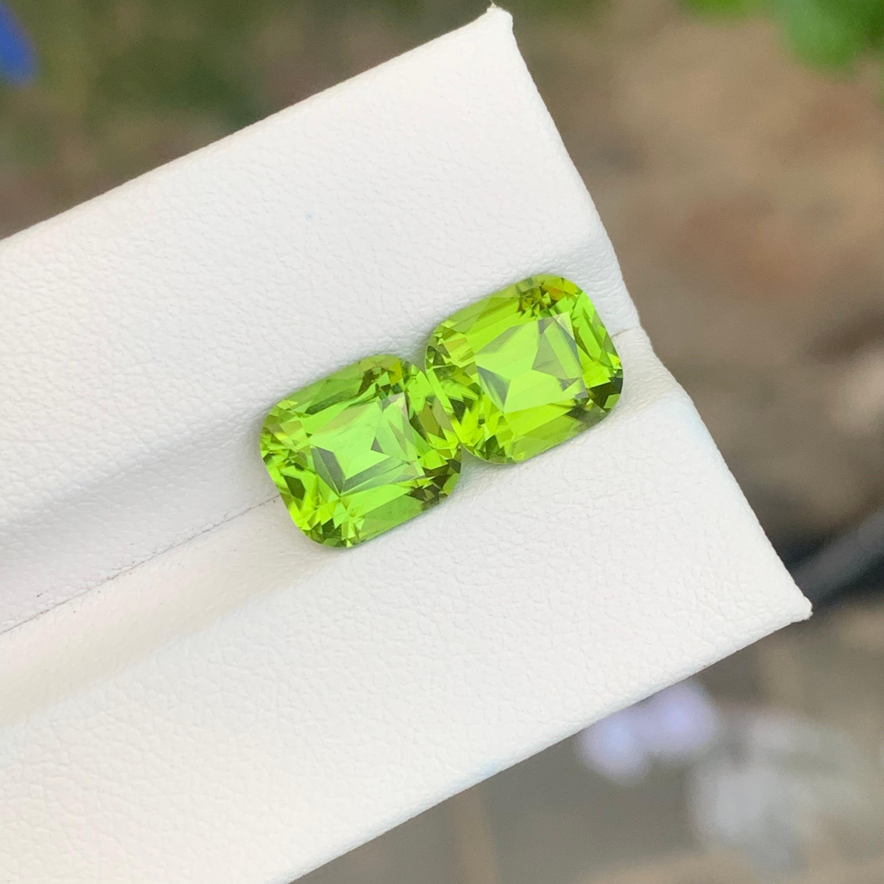 Loses Peridot-Paar

Gewicht: 7,05 Karat
Abmessungen: 9 x 8 x 6,1 mm & 9 x 8 x 6 mm
Herkunft: Supat-Tal, Pakistan
Die Form: Kissen
Farbe: Grün
Behandlung: Keine
Zertifikat: Auf Kundenwunsch
.
Der Peridot ist ein leuchtend grüner Edelstein, der für