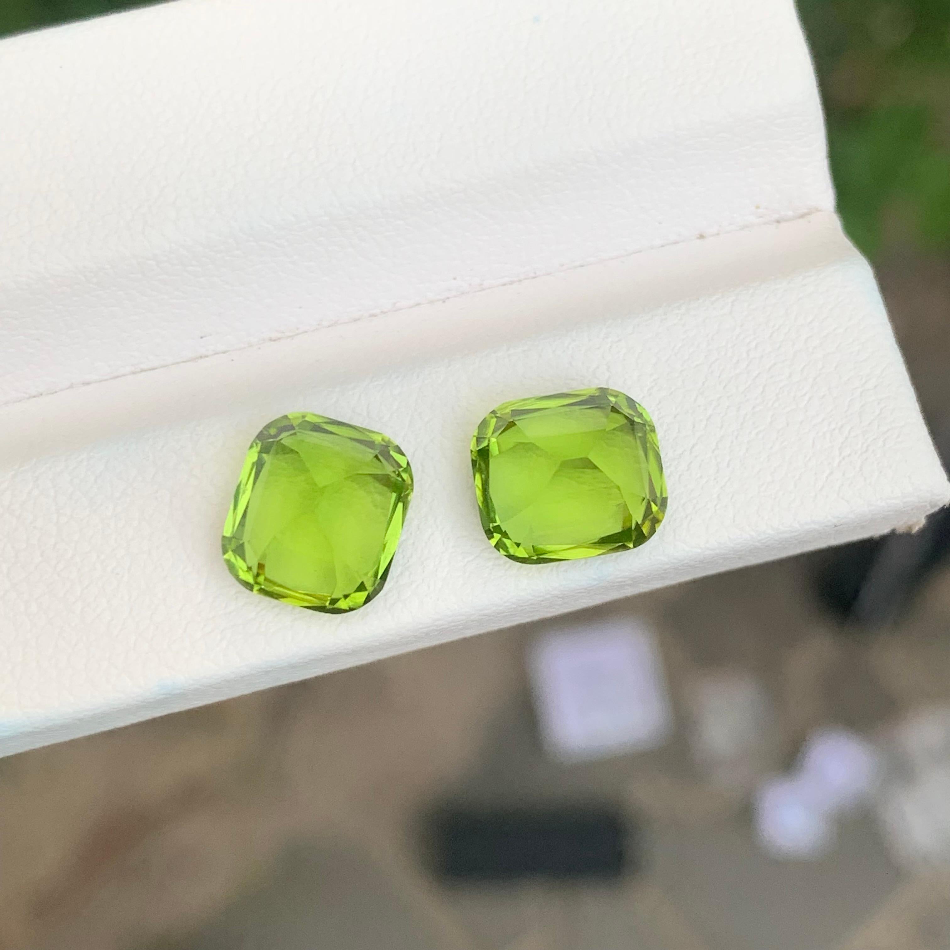 Exquisite 7,05 Karat unbehandelt natürliche lose Peridot Edelstein Paar (Arts and Crafts) im Angebot