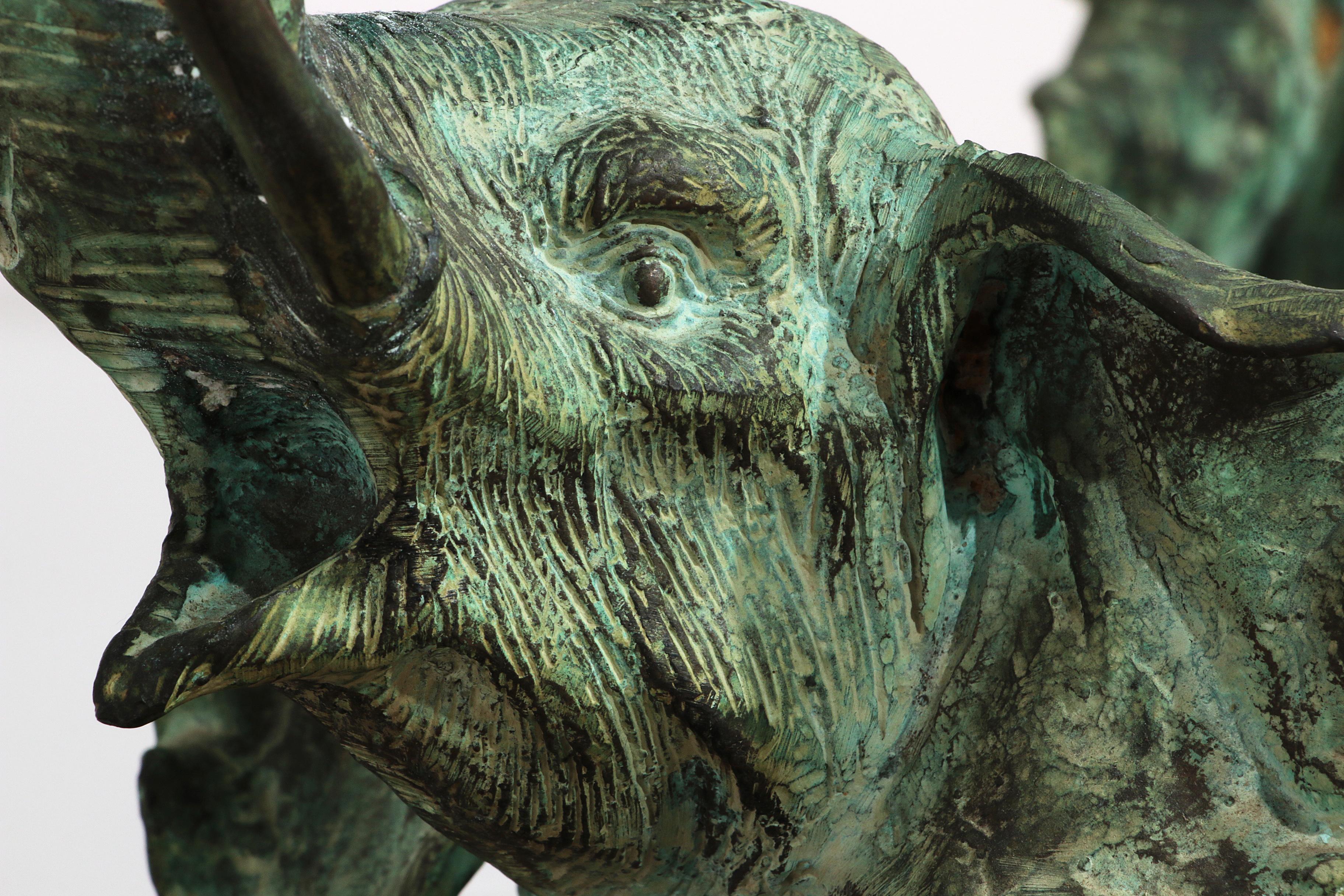 Exquisite 70s Bronze Elephant Table with Glass Top For Sale 4