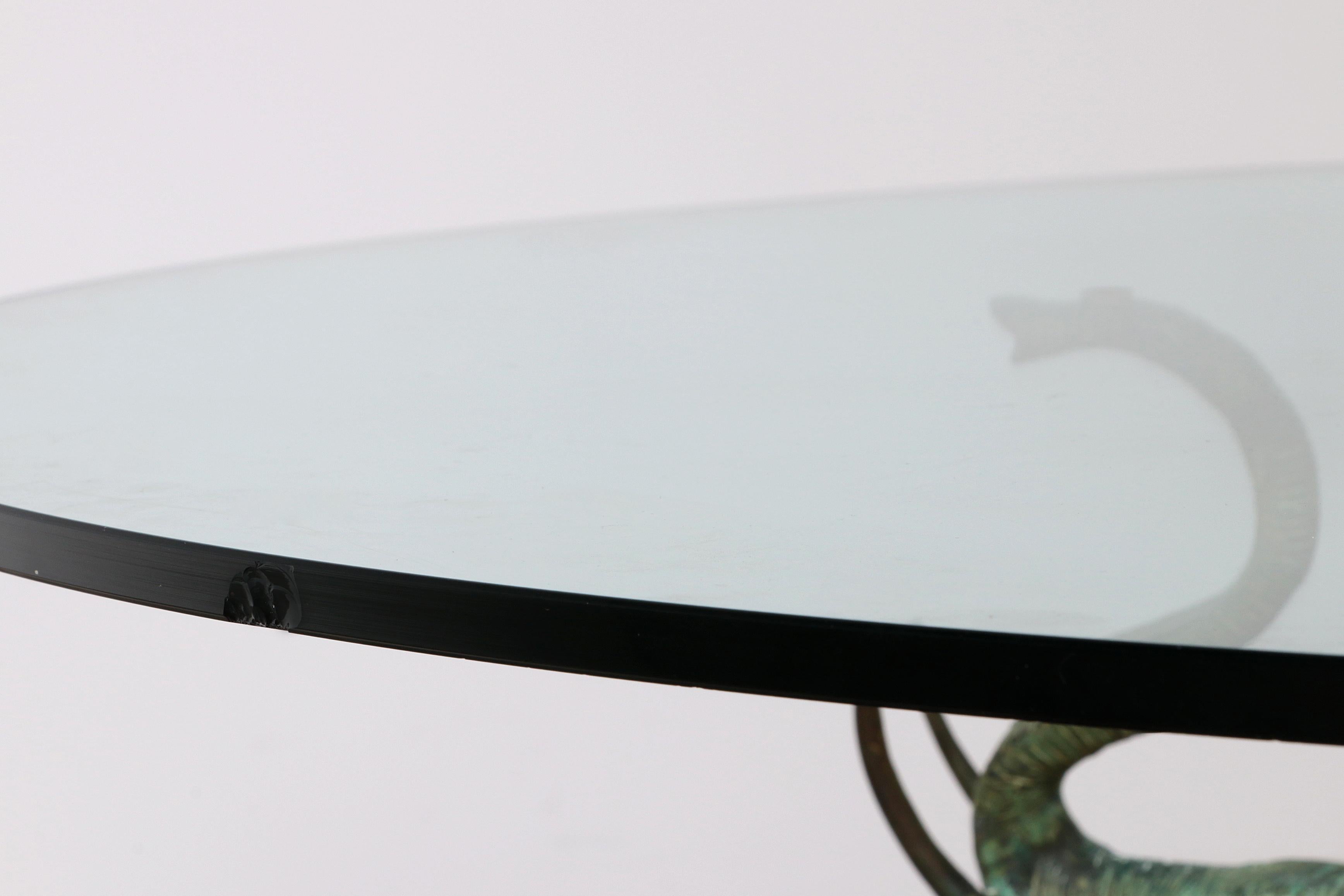 Exquisite 70s Bronze Elephant Table with Glass Top For Sale 6