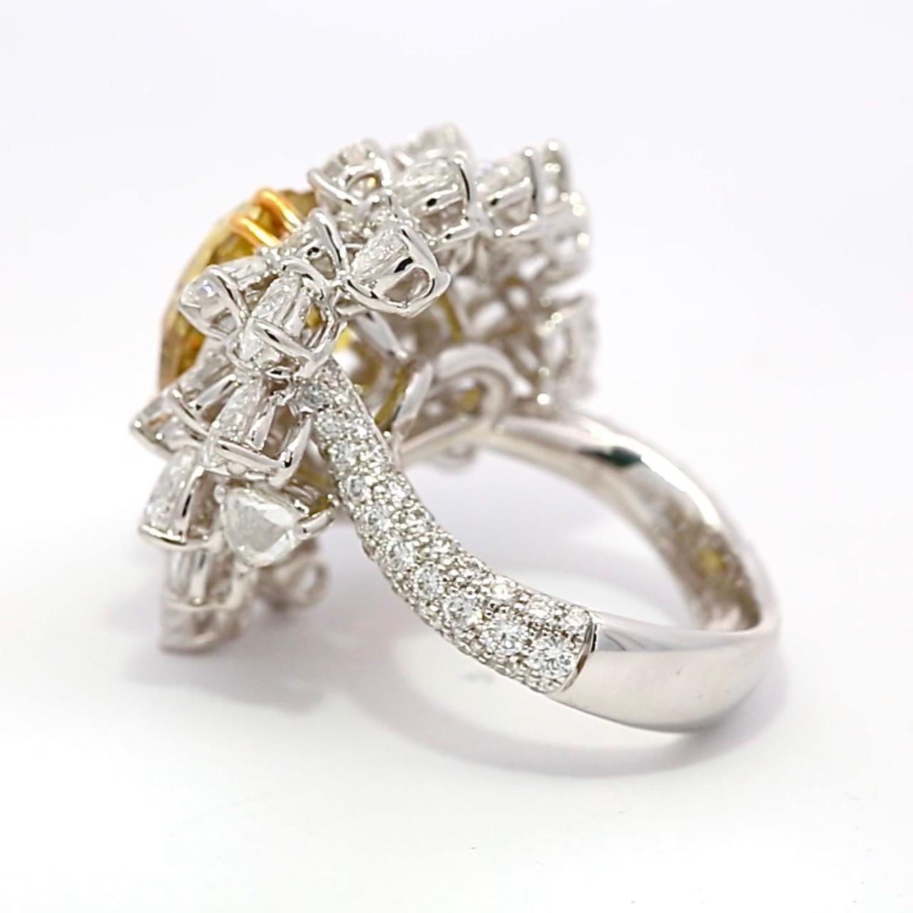 Art Deco Exquisite 7.30 Carat Heart-Shaped Green Diamond Ring with Pave White Diamonds (5 For Sale