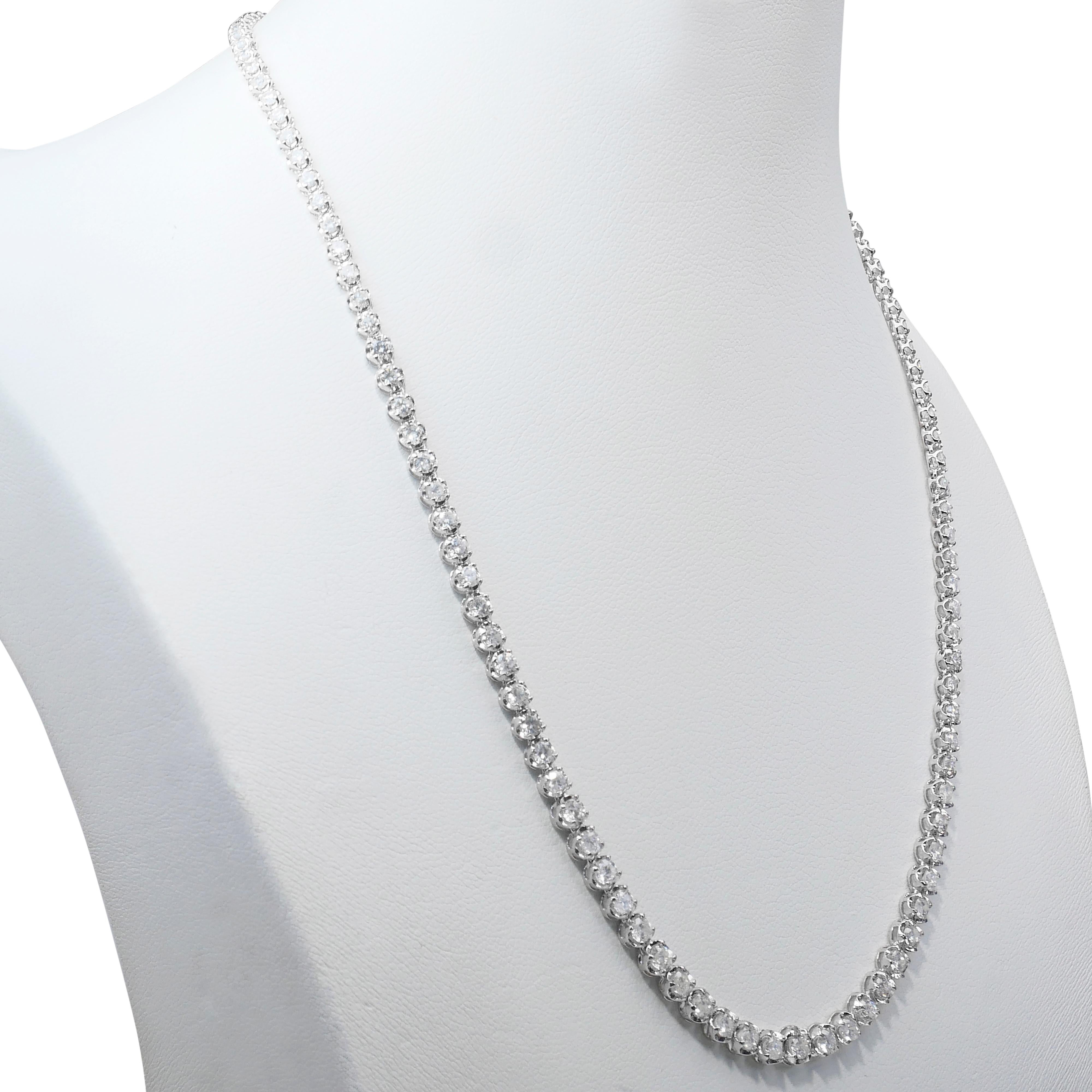 Exquisite 7,30ct natürliche Diamanten Halskette in 18k Weißgold - IGI zertifiziert (Rundschliff) im Angebot