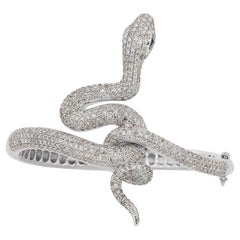 Exquisite 7.36ct Sapphire and Diamond Ensemble in 18K White Gold Snake Bracelet 