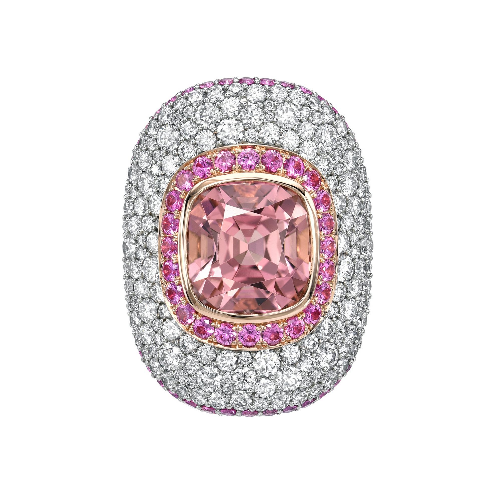 De las mujeres Exquisito Anillo de Platino con Turmalina Rosa de Lujo de 7,87 qt - Un Regalo de Amor Único en venta