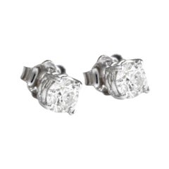 Boucles d'oreilles exquises en or blanc massif 14 carats avec diamants naturels de 0,80 carat