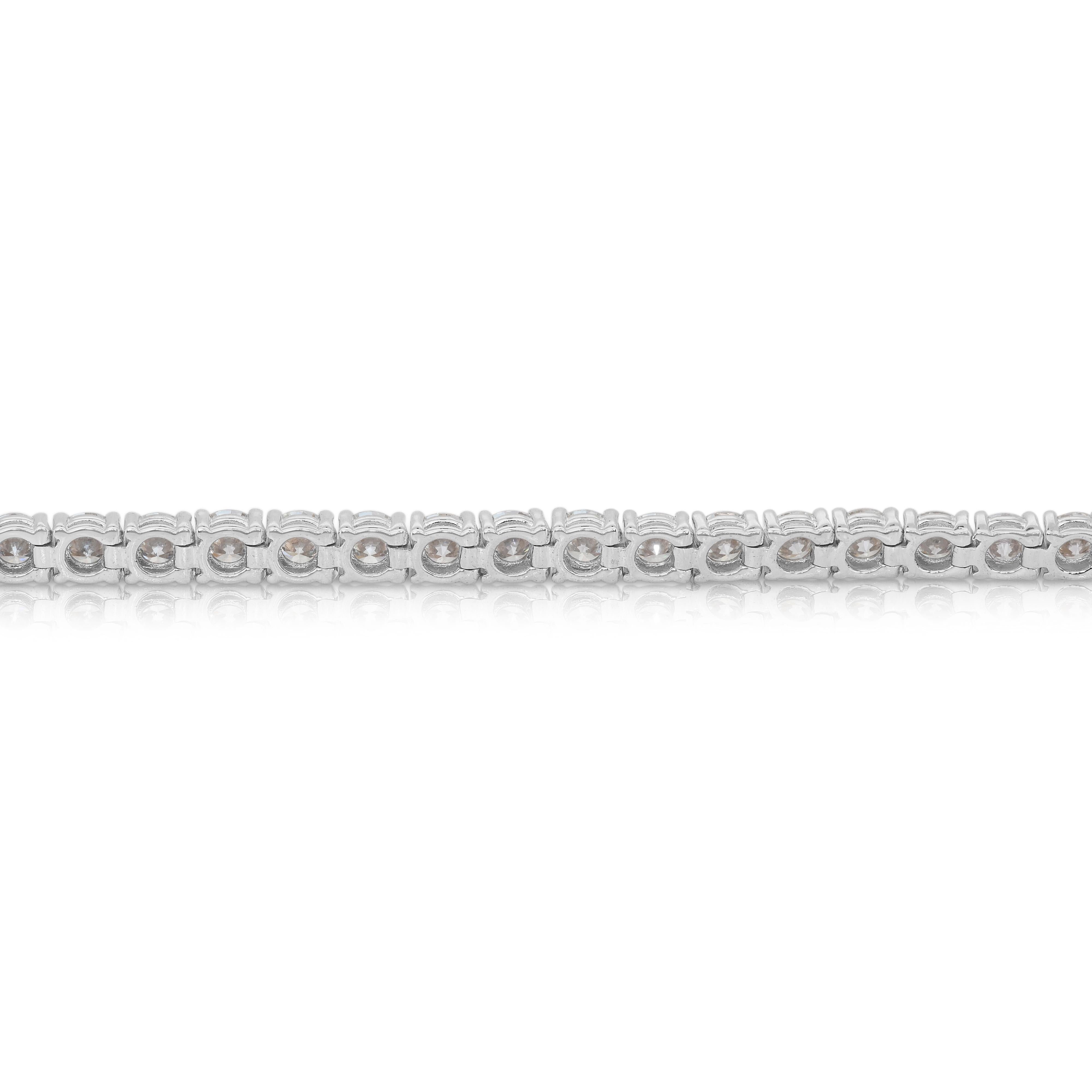 Squisito bracciale tennis con 8,01 carati di diamanti in oro bianco 18 carati - certificato IGI in vendita 4
