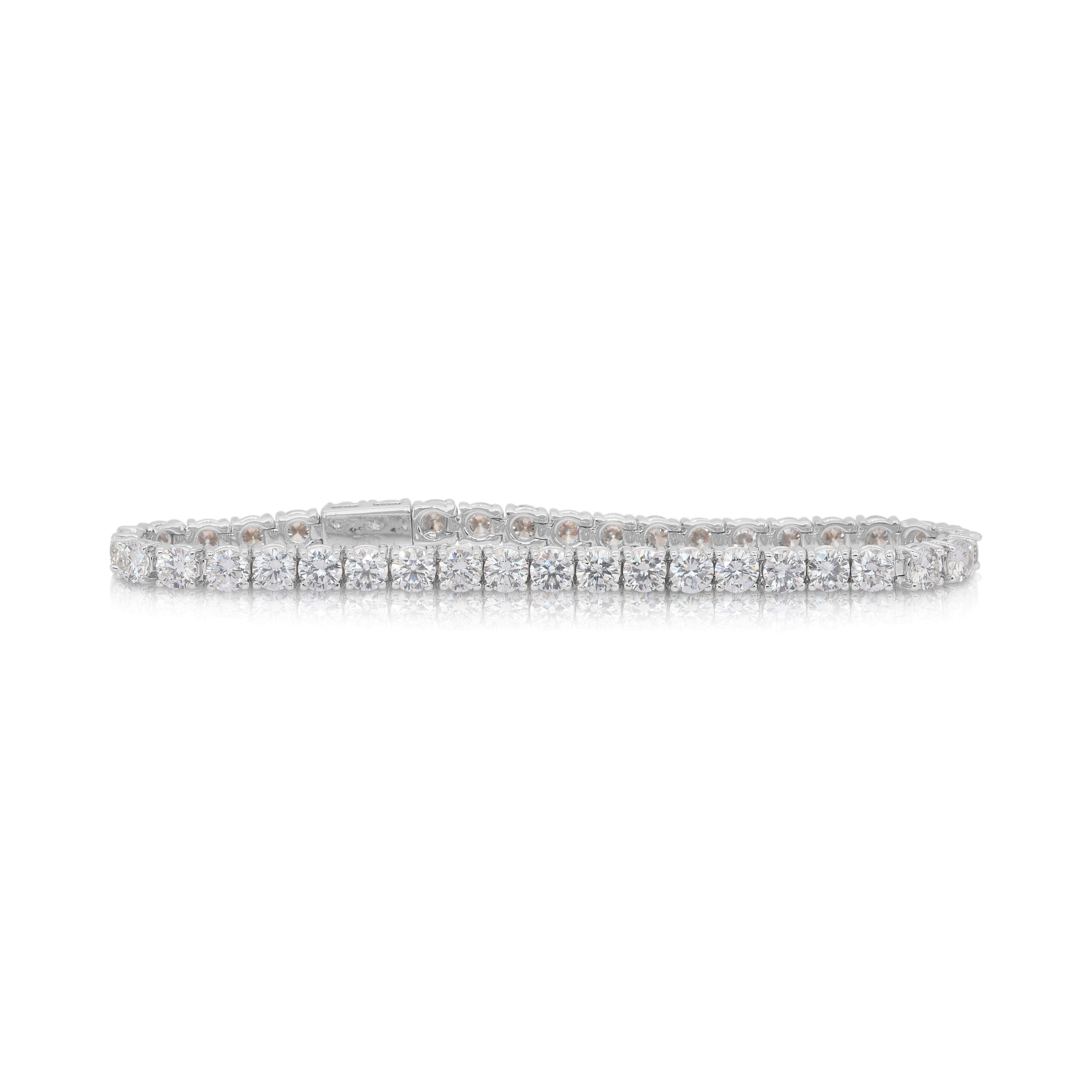 Squisito bracciale tennis con 8,01 carati di diamanti in oro bianco 18 carati - certificato IGI in vendita