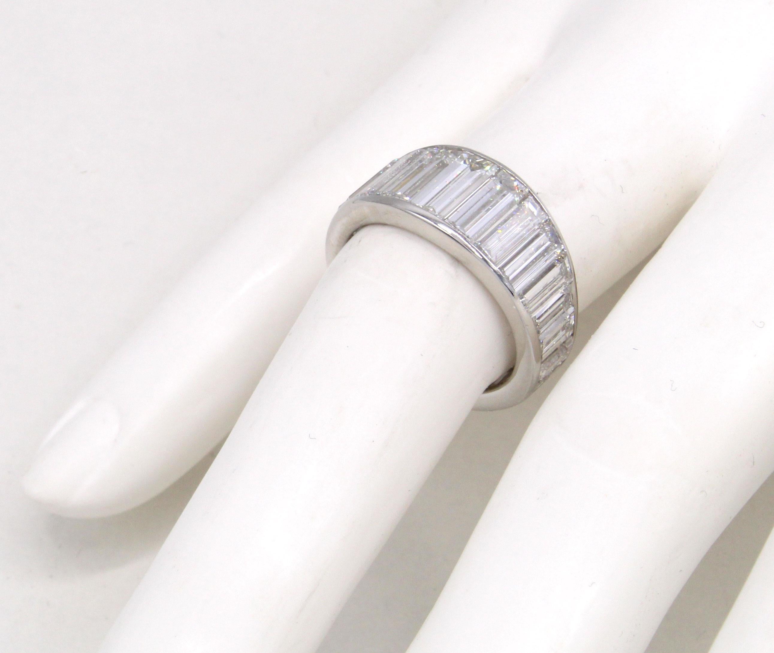 Contemporary Exquisite 8.10 Carat Baguette Diamond Platinum Eternity Band For Sale