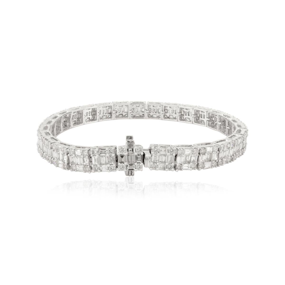 Exquisita Pulsera de Tenis con Diamantes de 8,21 Quilates en Oro Blanco de 14k Joyas de Boda Moderno en venta