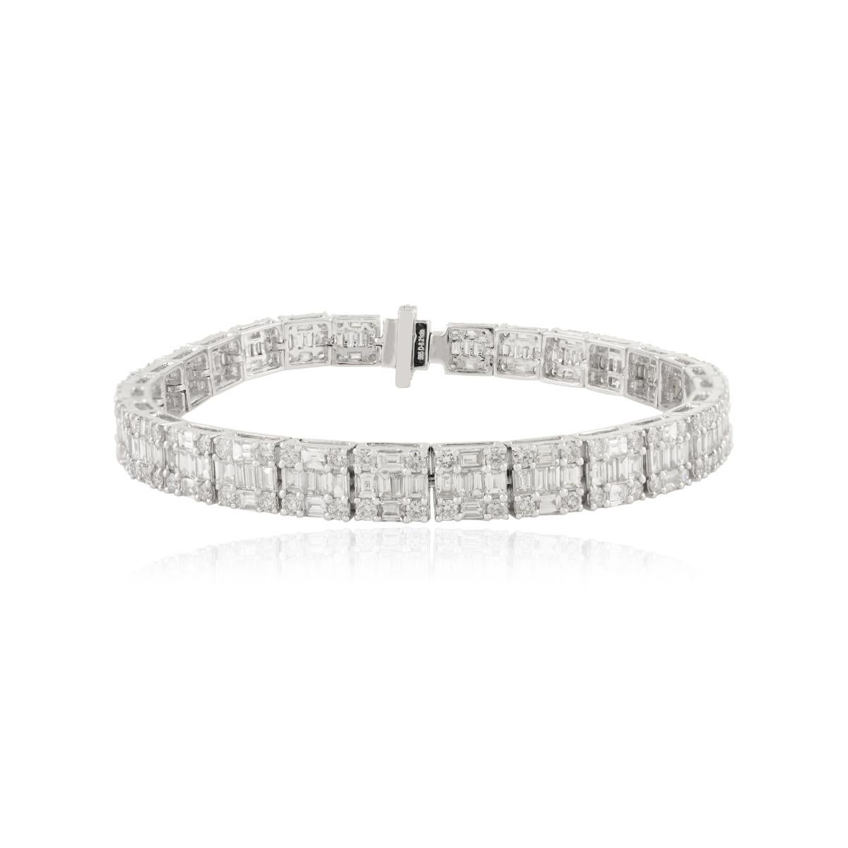 Exquisita Pulsera de Tenis con Diamantes de 8,21 Quilates en Oro Blanco de 14k Joyas de Boda en venta 2