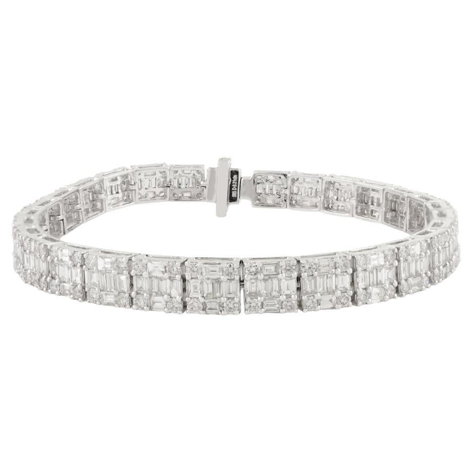 Exquisite 8.21 Carat Diamond Tennis Bracelet in 14k White Gold Wedding Jewelry