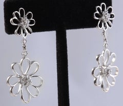 Exquisite .85 Carat Natural Diamond 18 Karat Solid White Gold Earrings