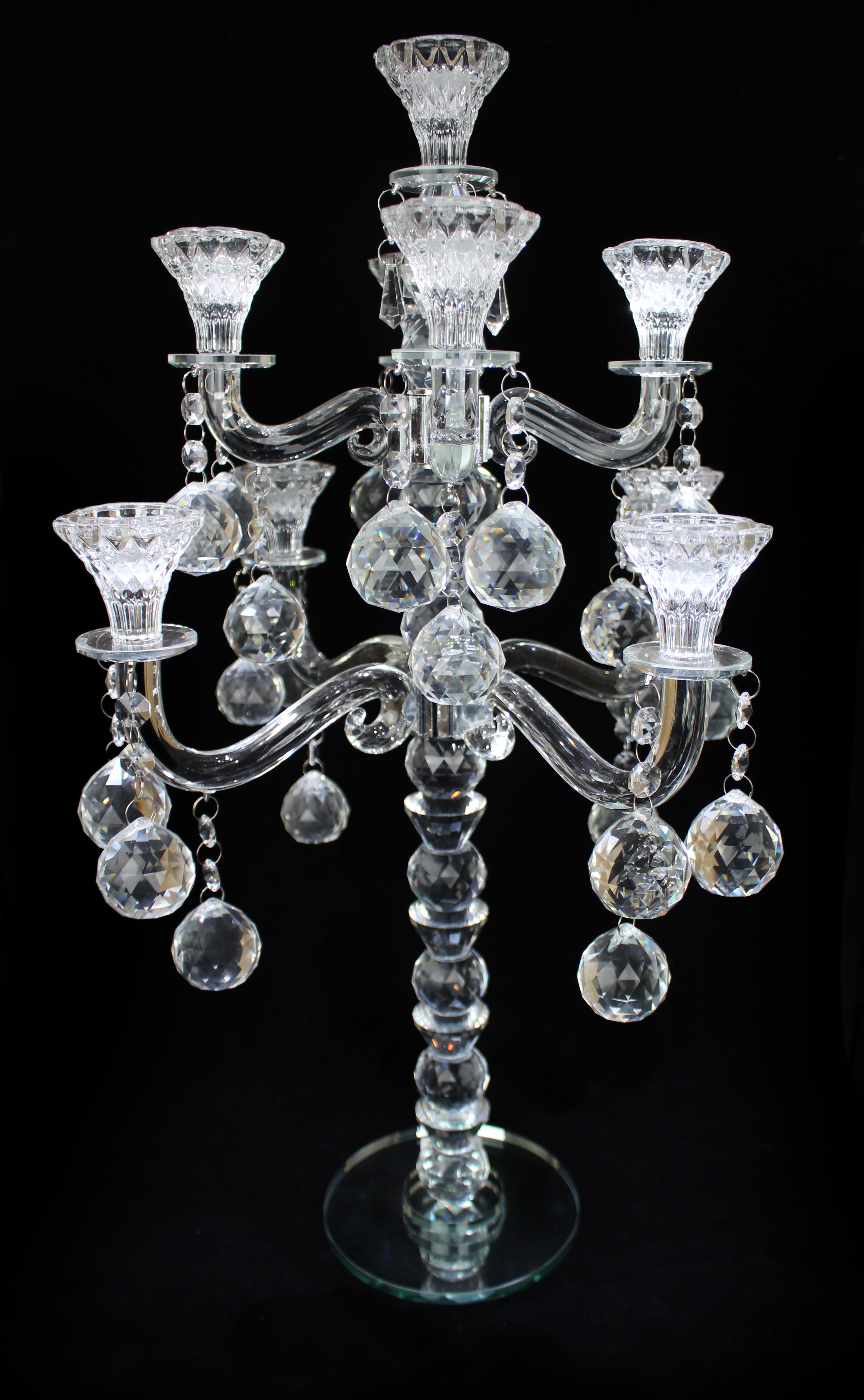 Exquisite 9-Arm Crystal Candelabra In Excellent Condition For Sale In Worcester, GB
