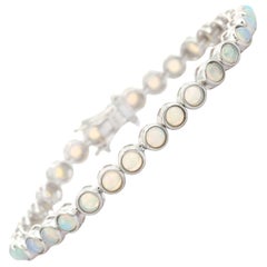 Exquisite 925 Silver Ethiopian Opal Cabochon Tennis Bracelet for Women Jewelry