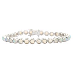 Squisito braccialetto da tennis in argento 925 con opale etiope cabochon per le donne
