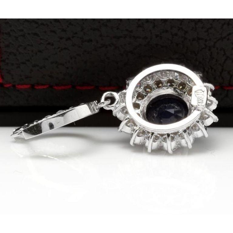 Exquisite 9.47 Carat Natural Blue Sapphire and Diamond 14 Karat Solid White Gold For Sale 2