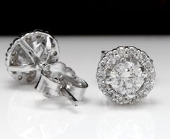 Exquisite .95 Carat Natural Diamond 14 Karat Solid White Gold Stud Earrings
