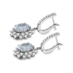 Squisito acquamarina naturale da 9,60 carati e diamante in oro bianco massiccio 14 carati