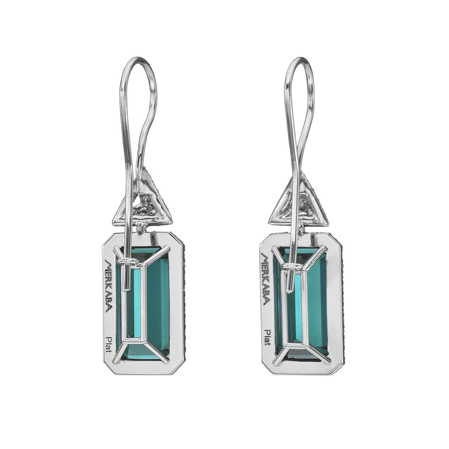 Boucles d'oreilles exquises en tourmaline indicolite de 9,87 carats - Pierres précieuses de luxe Pour femmes en vente