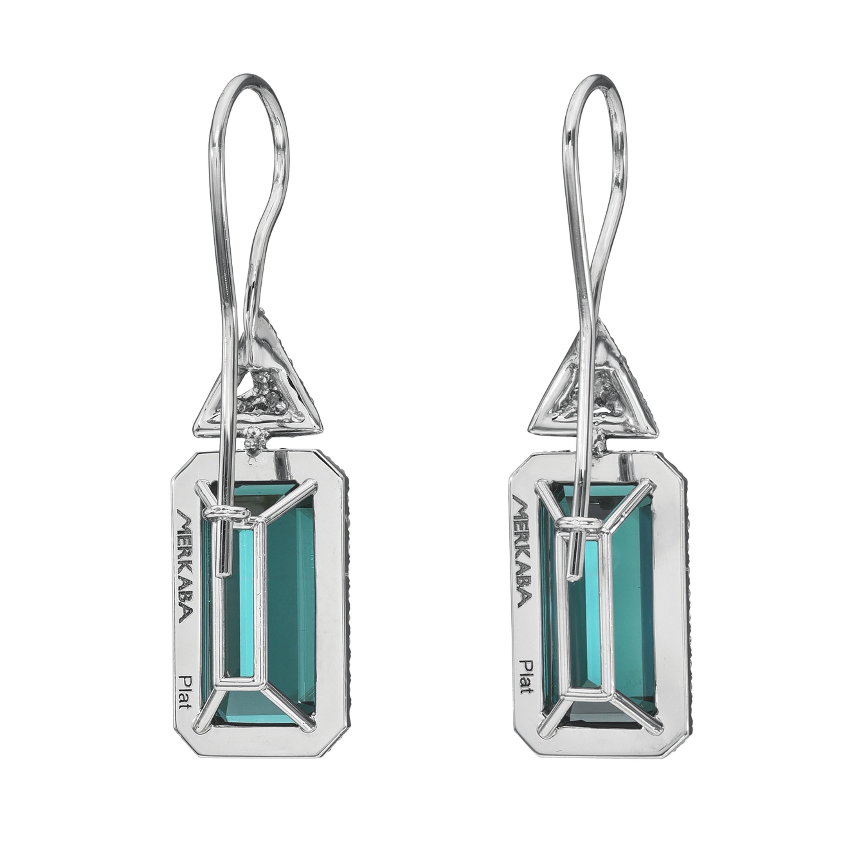 Boucles d'oreilles exquises en tourmaline indicolite de 9,87 carats - Pierres précieuses de luxe en vente 2