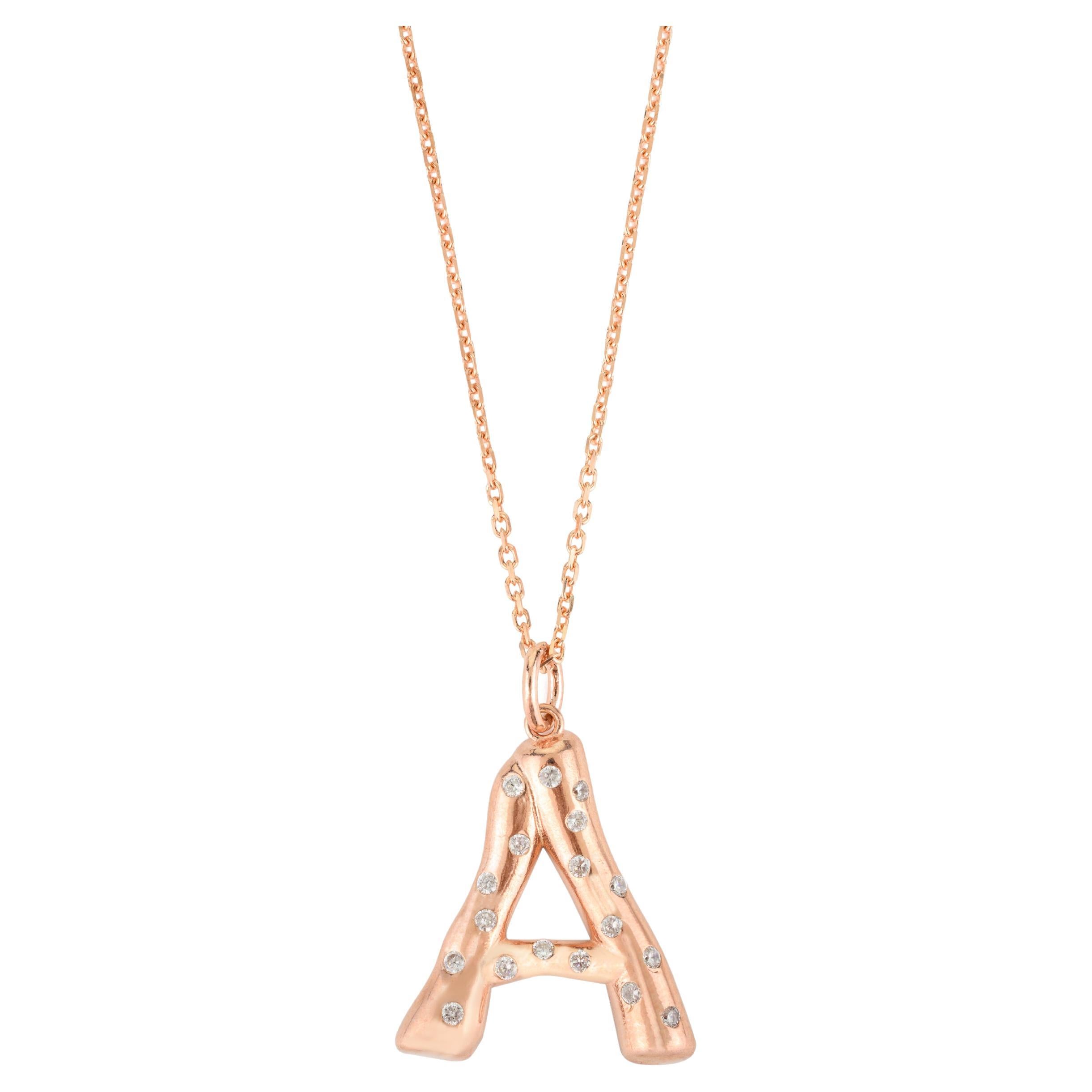 Exquisite "A" Initial Letter Pendant Necklace in 925 Sterling Silver for Her