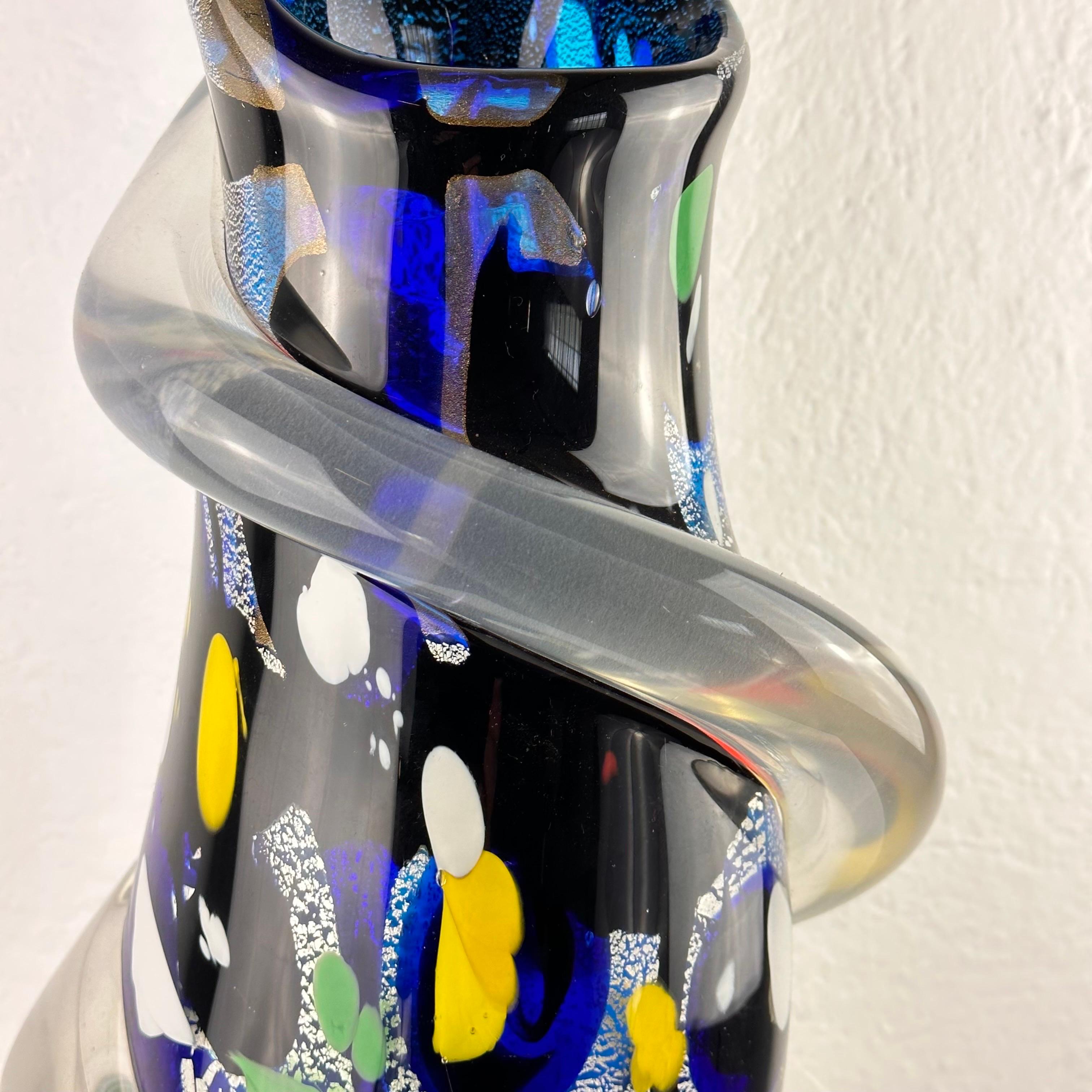 Exquisite Abstract Murano Glass Vase by S. Toso, Signed 1970s Masterpiece For Sale 4