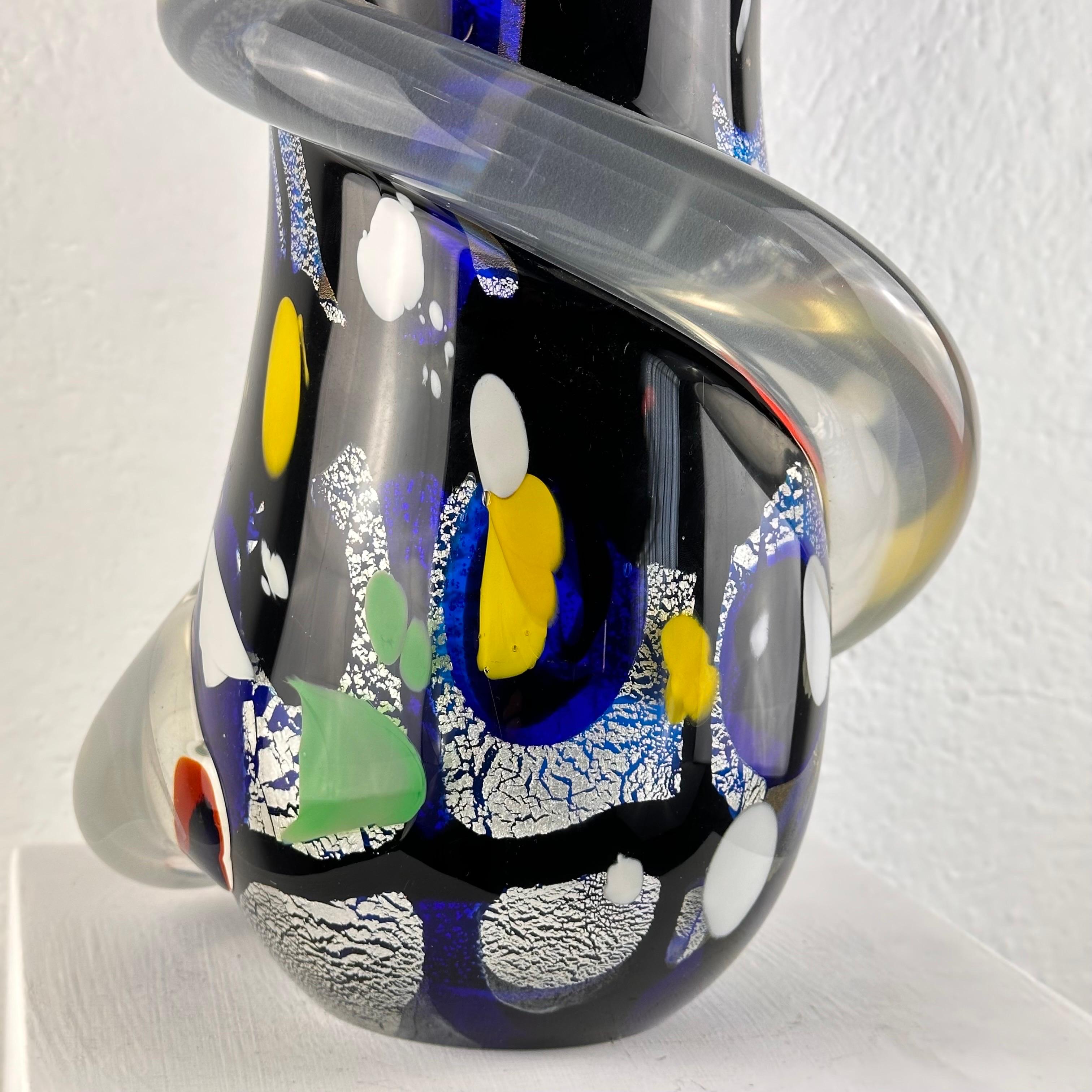Exquisite Abstract Murano Glass Vase by S. Toso, Signed 1970s Masterpiece For Sale 5