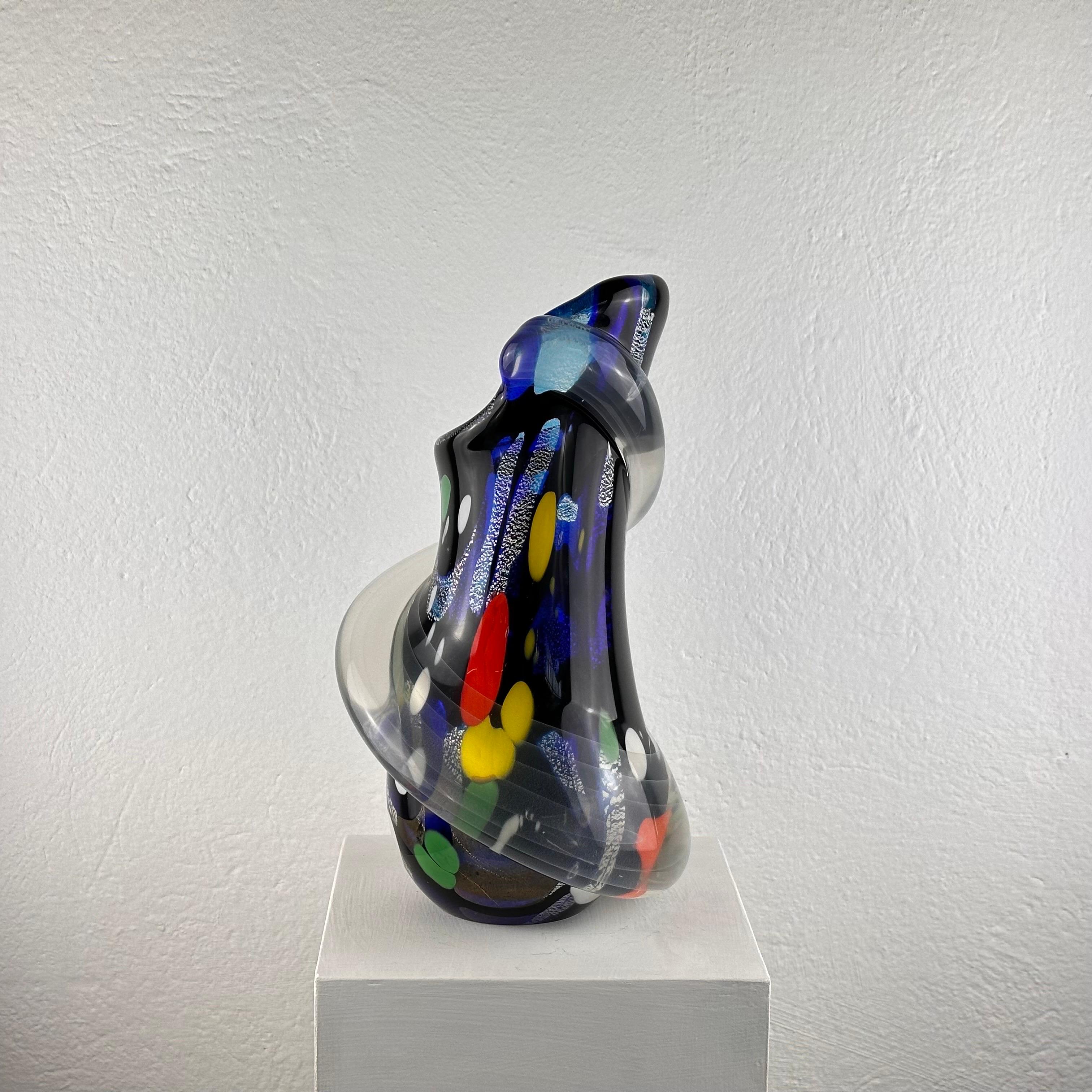 Exquisite Abstract Murano Glass Vase by S. Toso, Signed 1970s Masterpiece In Good Condition For Sale In Brescia , Brescia
