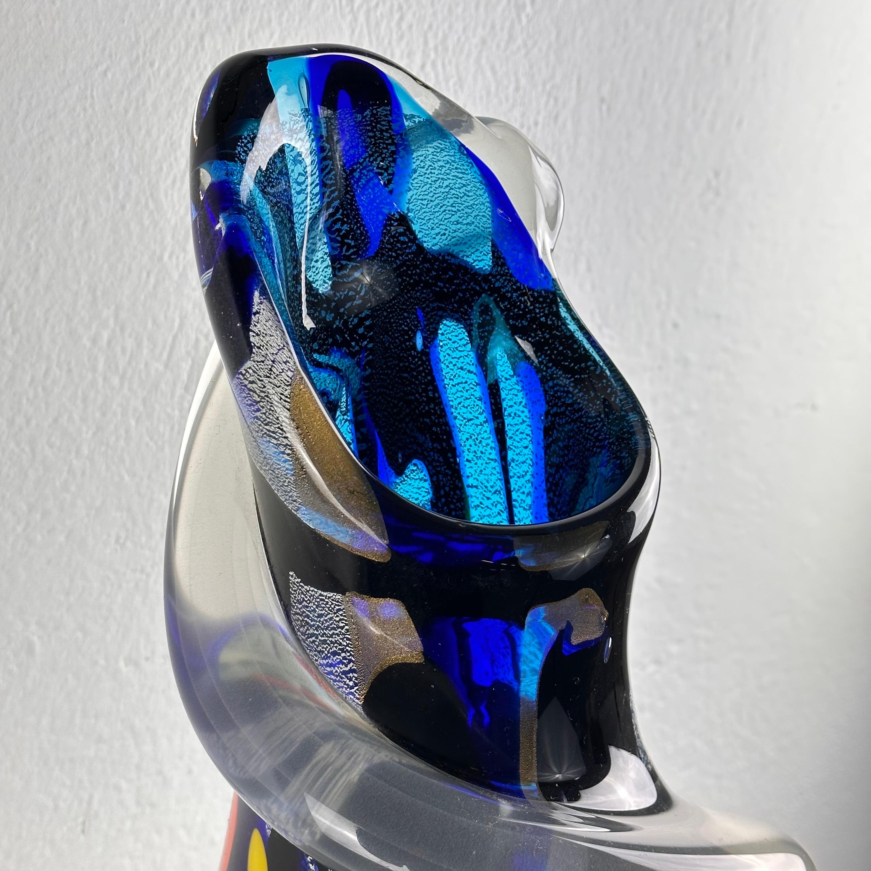 Late 20th Century Exquisite Abstract Murano Glass Vase by S. Toso, Signed 1970s Masterpiece For Sale
