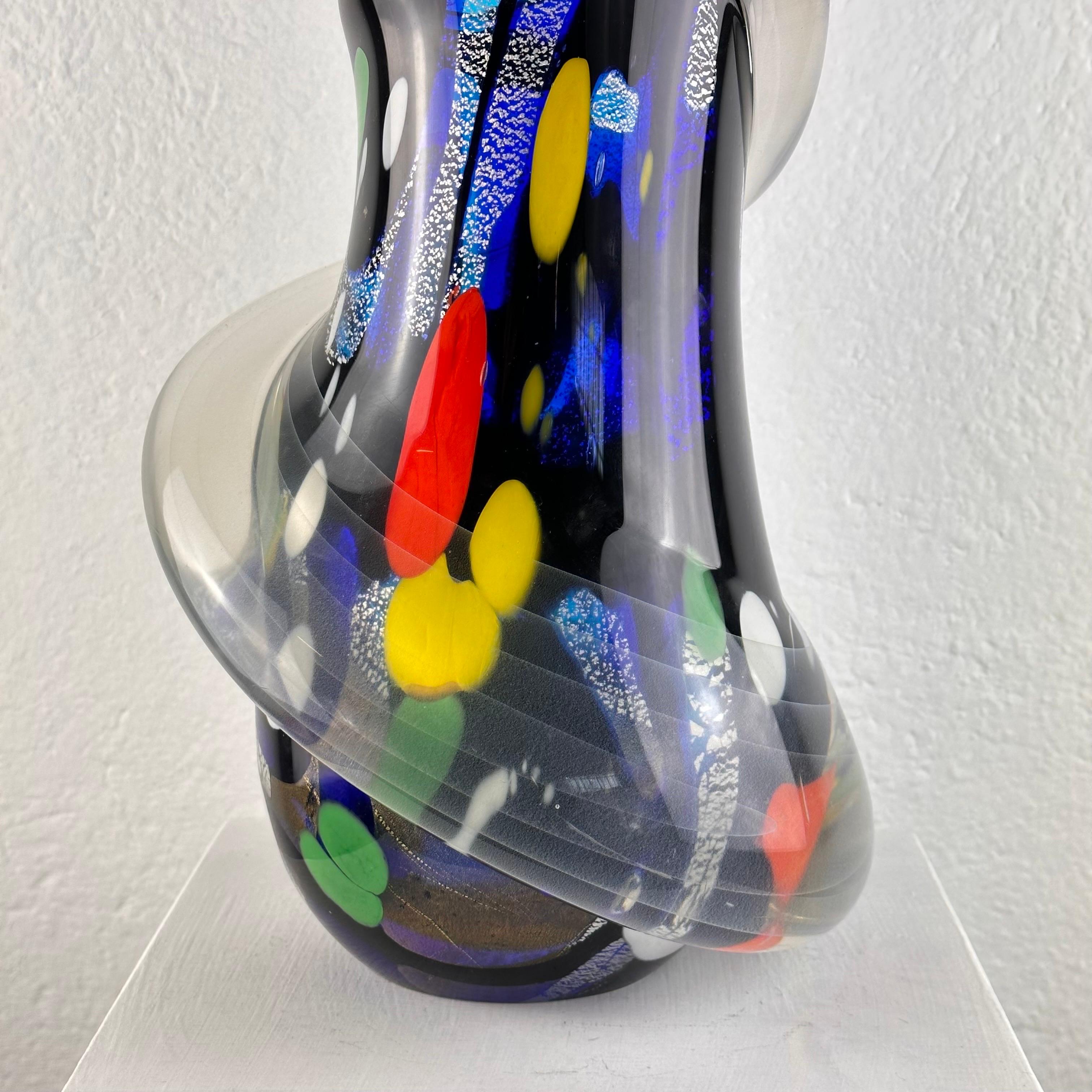 Exquisite Abstract Murano Glass Vase by S. Toso, Signed 1970s Masterpiece For Sale 2