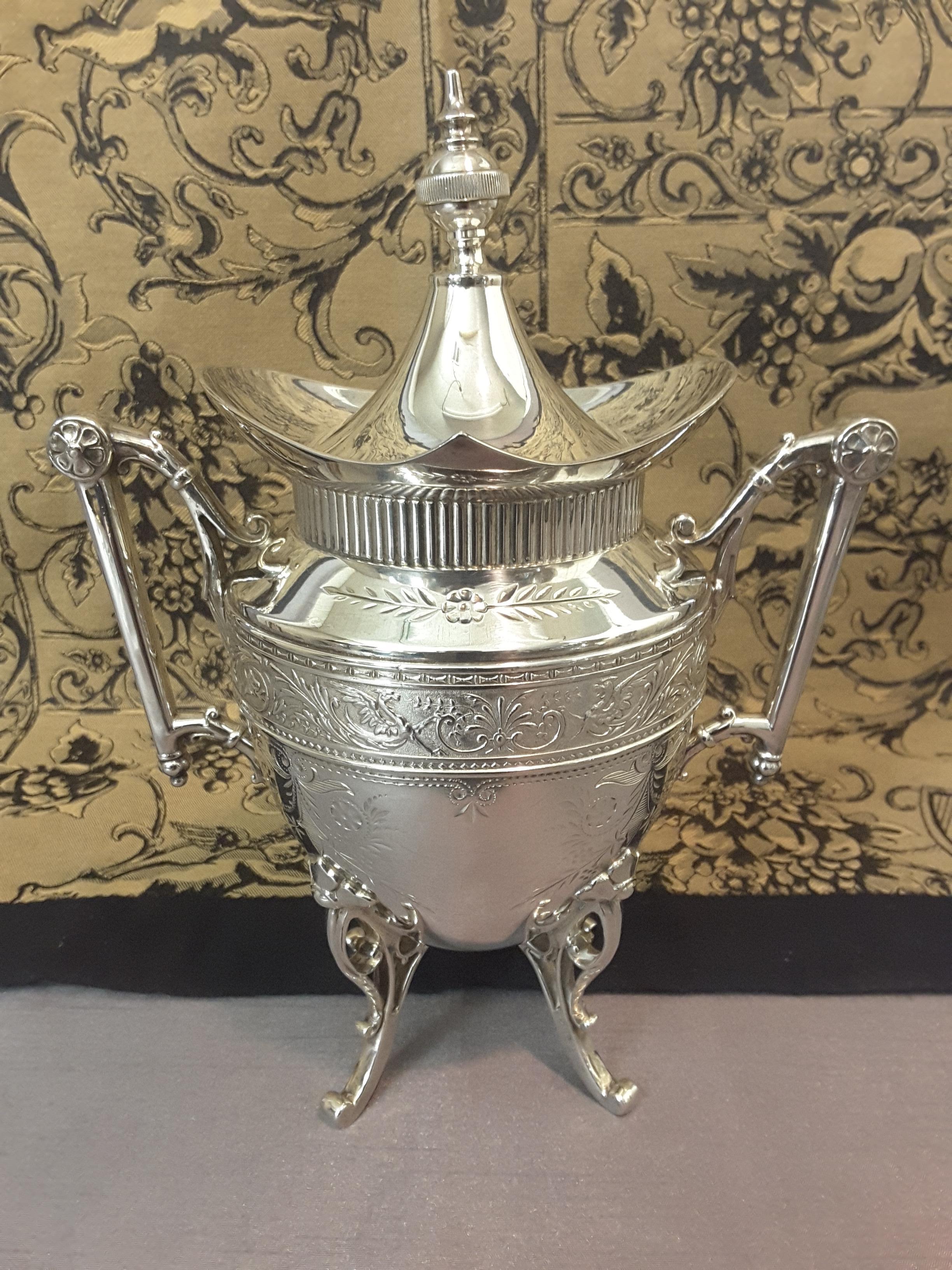 Exquisite Aesthetic Movement Silverplated Tea Service by Simpson, Hall & Miller For Sale 4