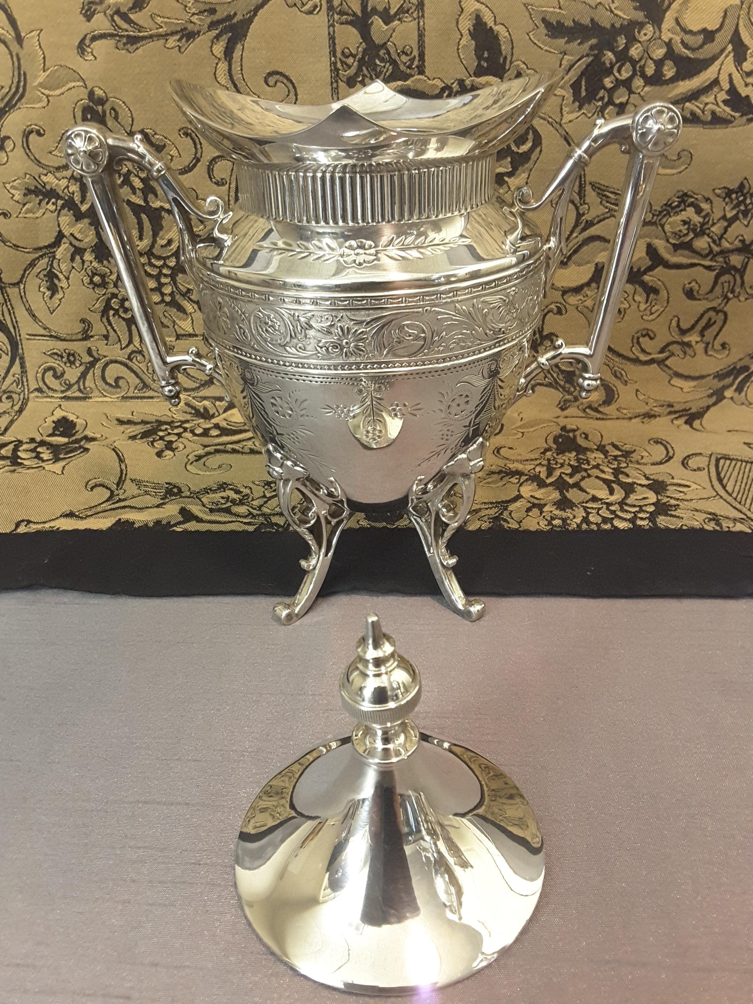 Exquisite Aesthetic Movement Silverplated Tea Service by Simpson, Hall & Miller For Sale 3
