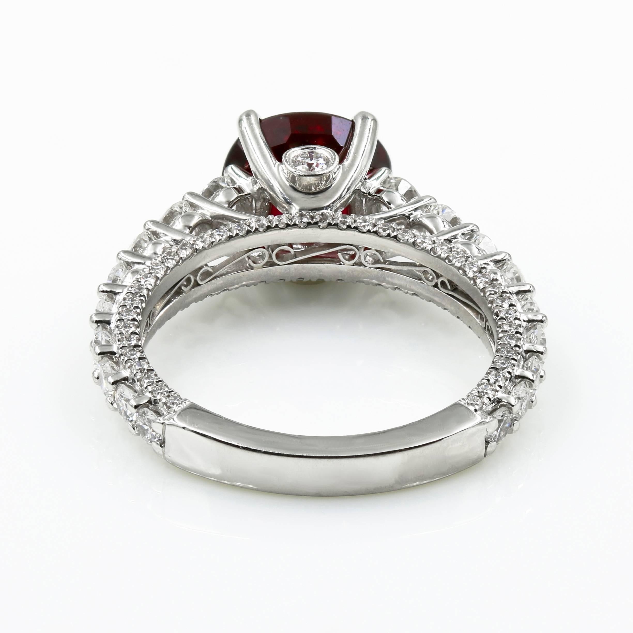Oval Cut Exquisite AGL Certified 2.78 Carat Natural Ruby and Diamond Ring